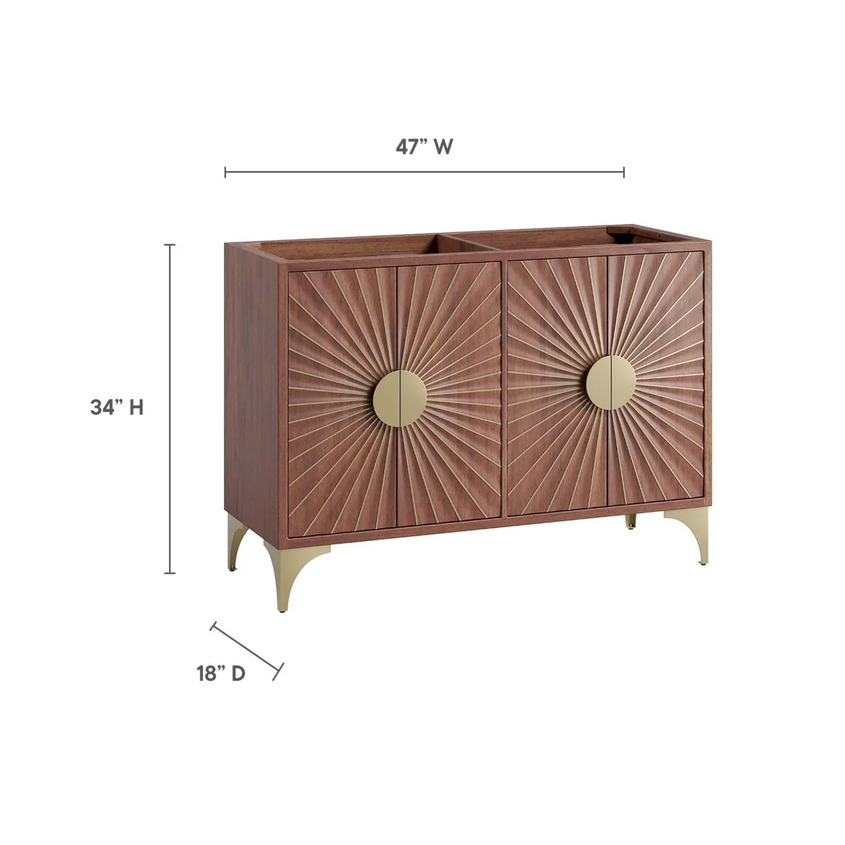Walnut Mango Wood Modern Bathroom Vanity Cabinet with Drawers and Shelving - Image 48