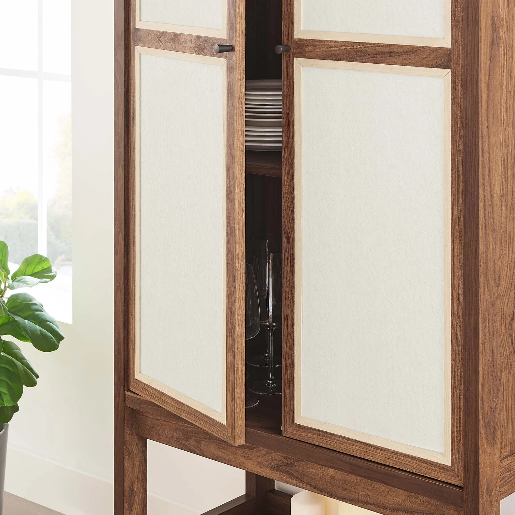 Walnut Wood Grain Tall Standing Storage Cabinet – 68 Inch - Image 5