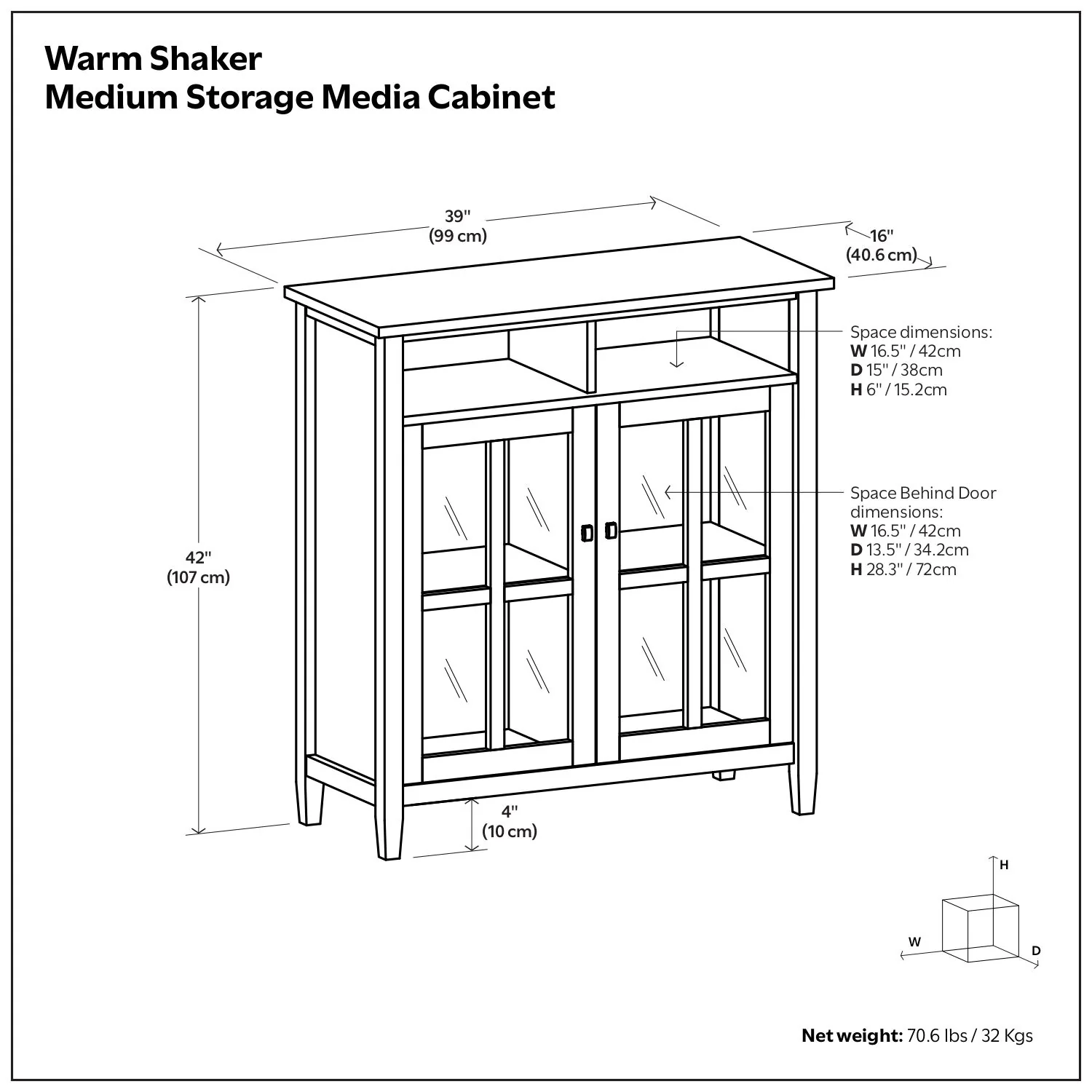 Warm Shaker - Handcrafted Medium Storage Media Cabinet - Image 7