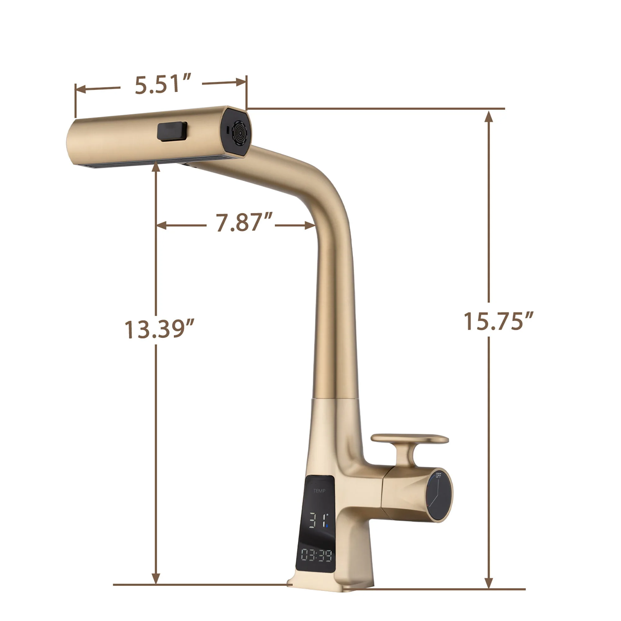 Waterfall Kitchen Faucet With Temperature Display And Pull Down Sprayer - Image 12