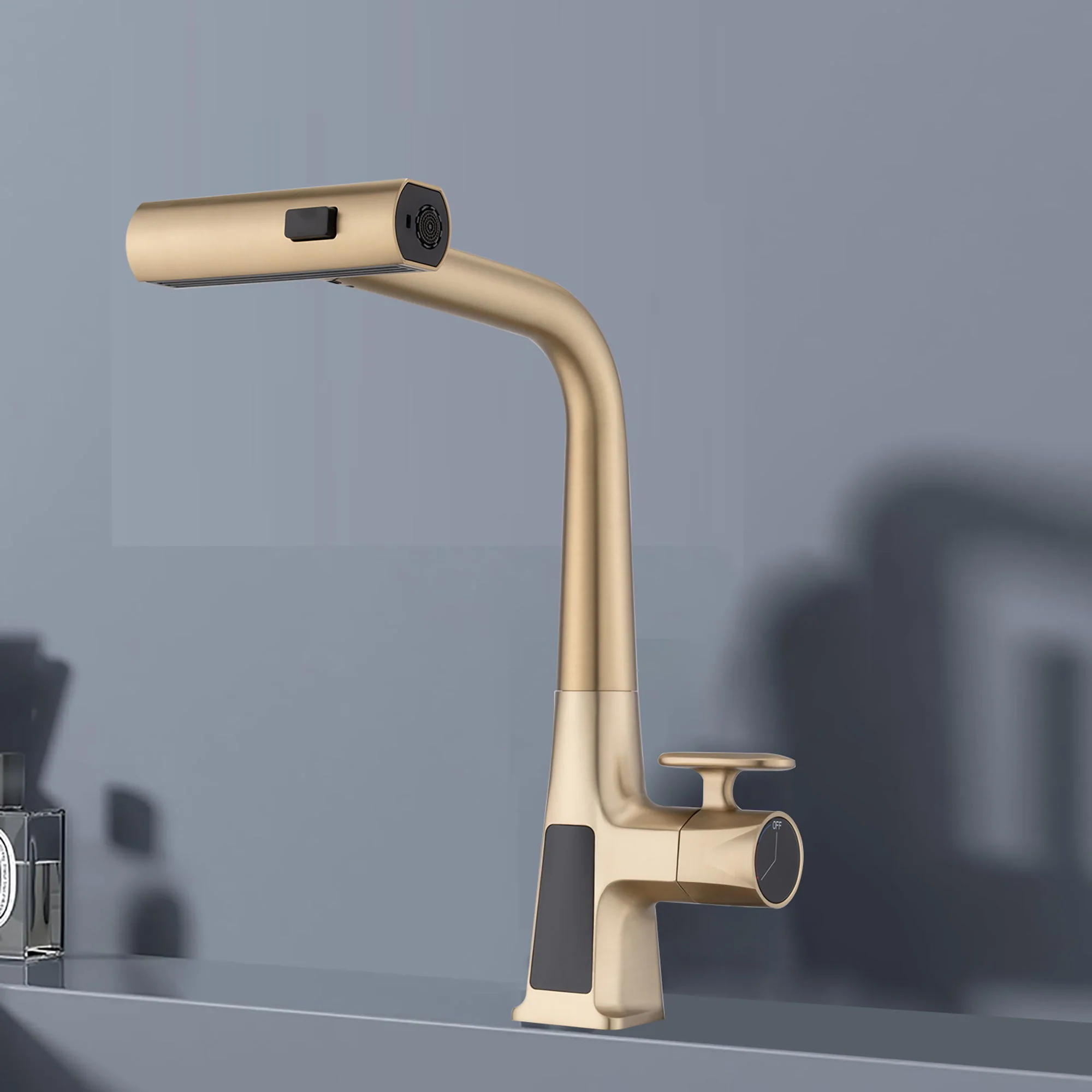 Waterfall Kitchen Faucet With Temperature Display And Pull Down Sprayer - Image 14