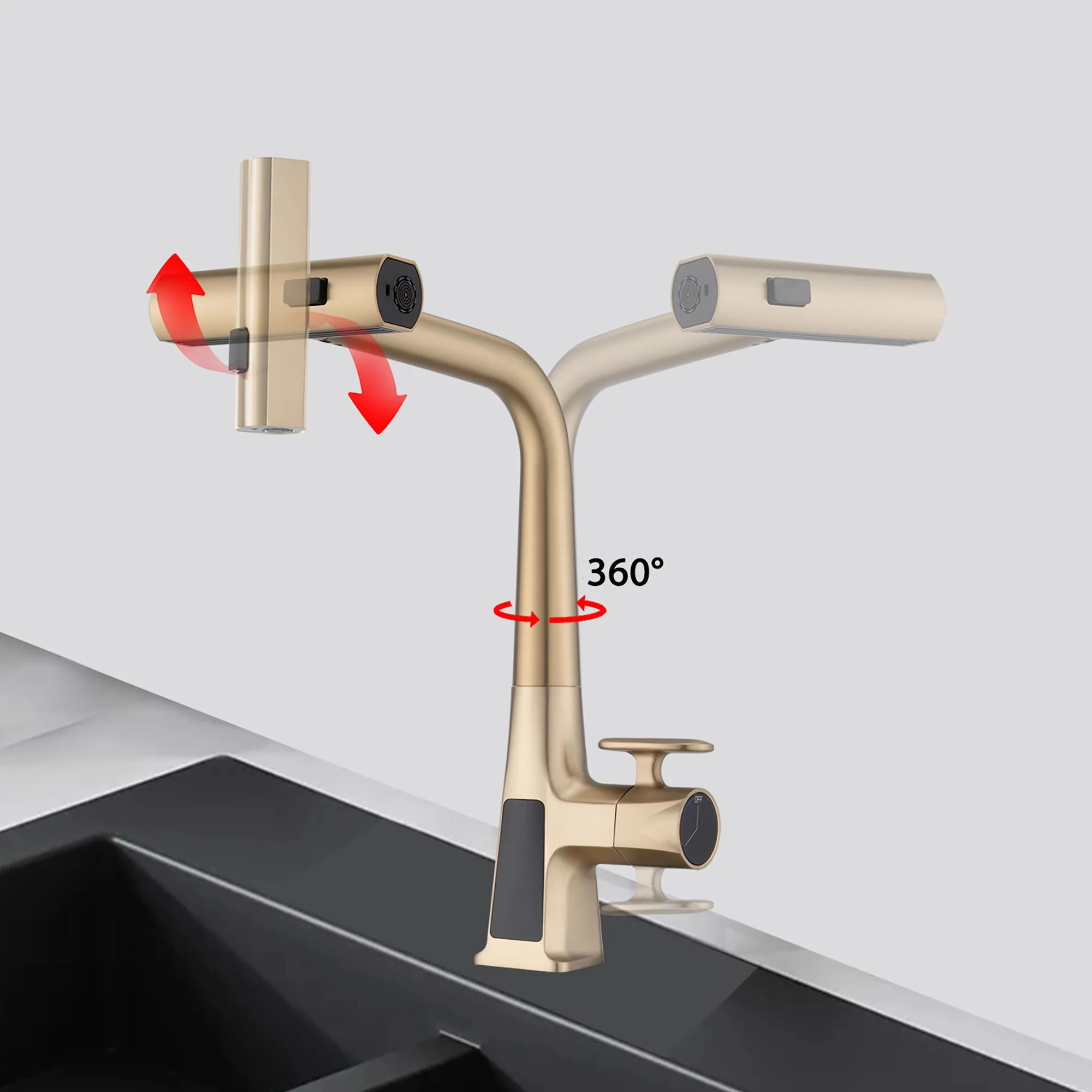 Waterfall Kitchen Faucet With Temperature Display And Pull Down Sprayer - Image 8