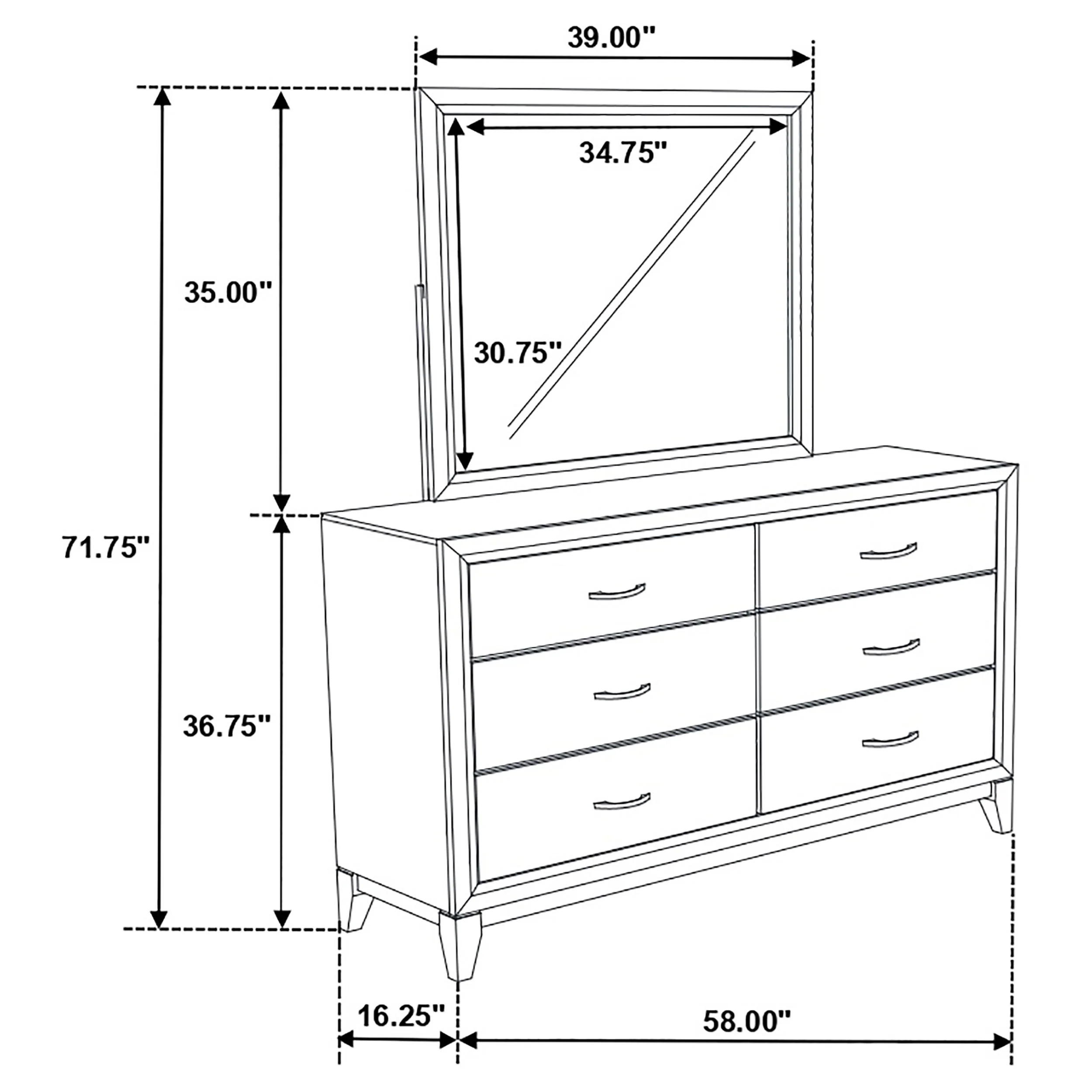 Watson 6-Drawer Dresser with Mirror - Light Taupe - Image 11