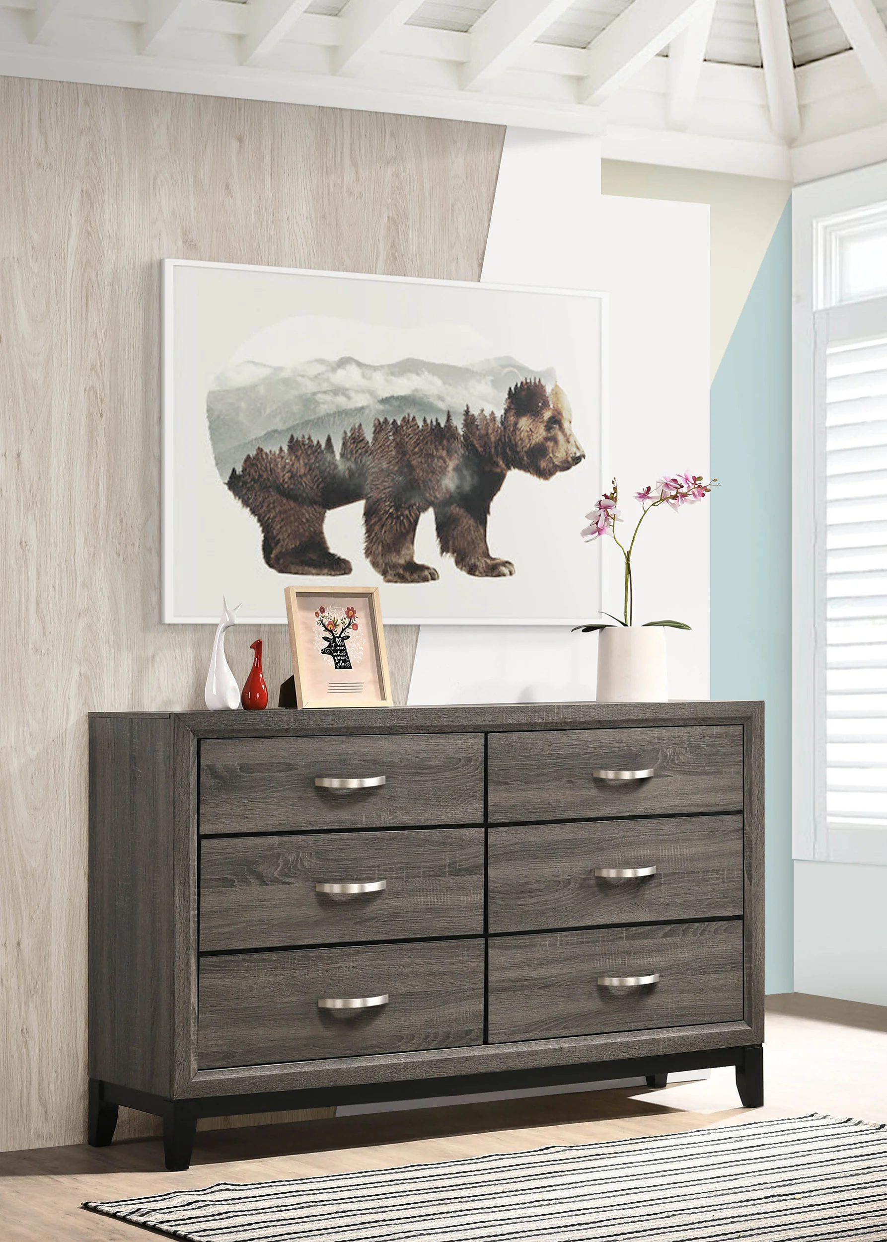 Watson 6-Drawer Dresser in Grey Oak - Image 2