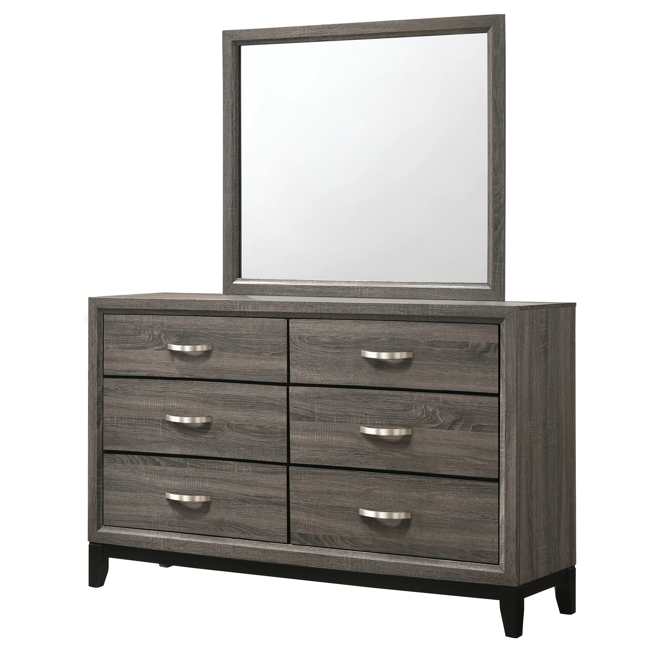 Watson 6-Drawer Dresser with Mirror in Grey Oak - Image 3