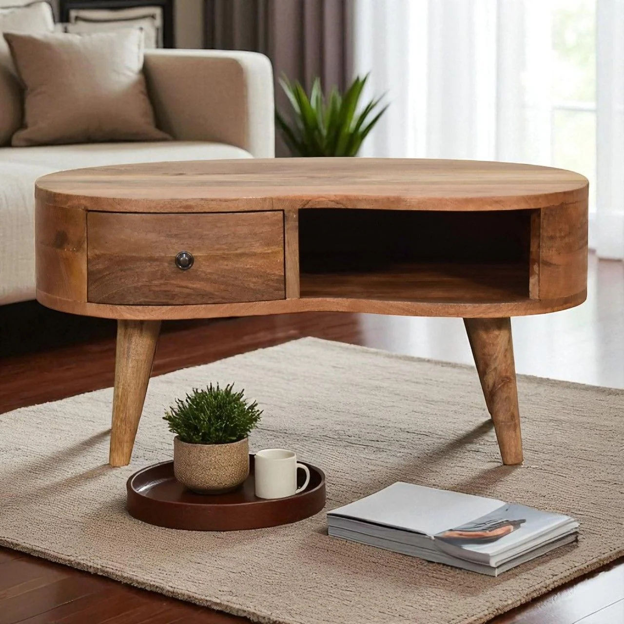 Wave Coffee Table With 1 Drawer - Image 3