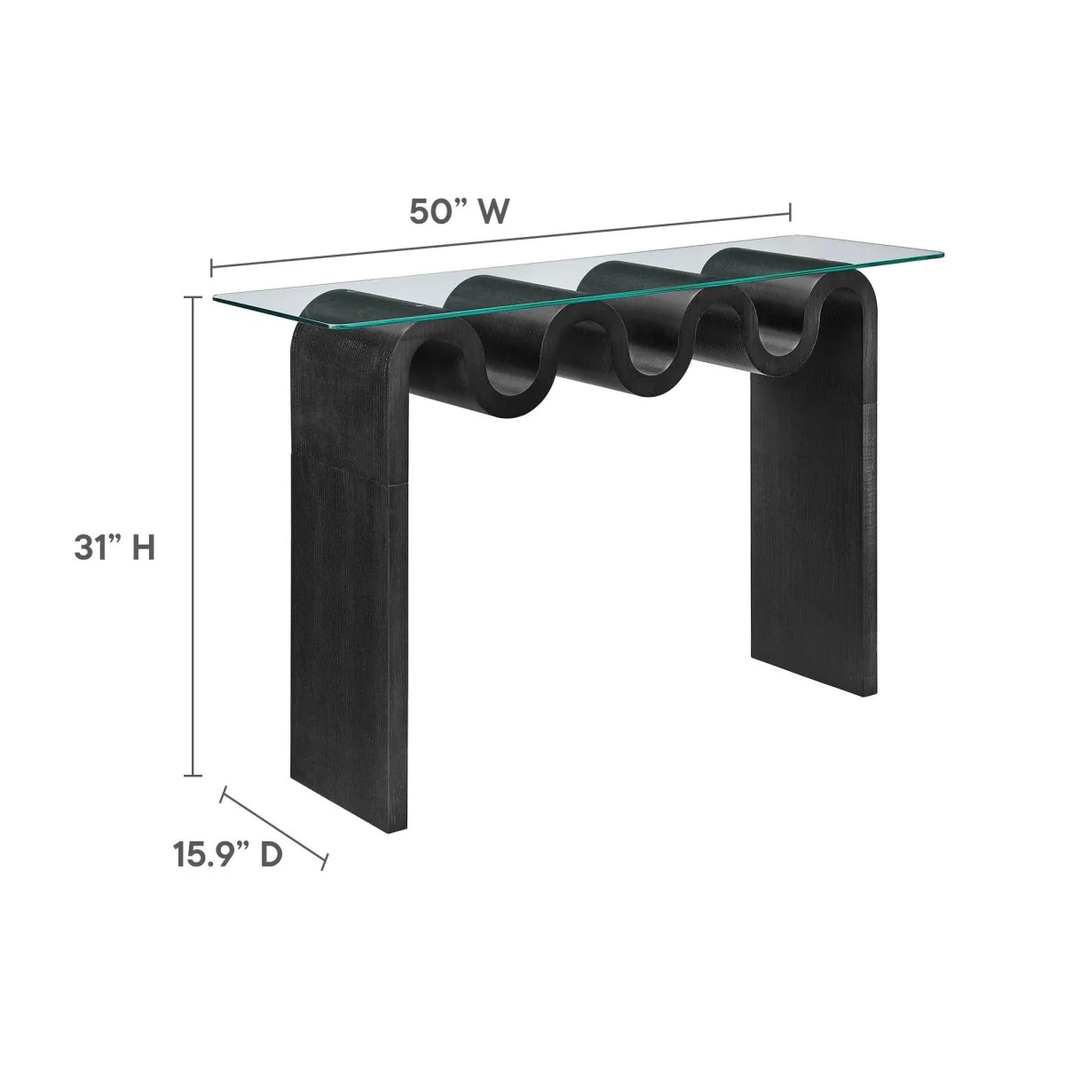 Wave Frame Glass Top Console Table – 50 Inch - Image 11