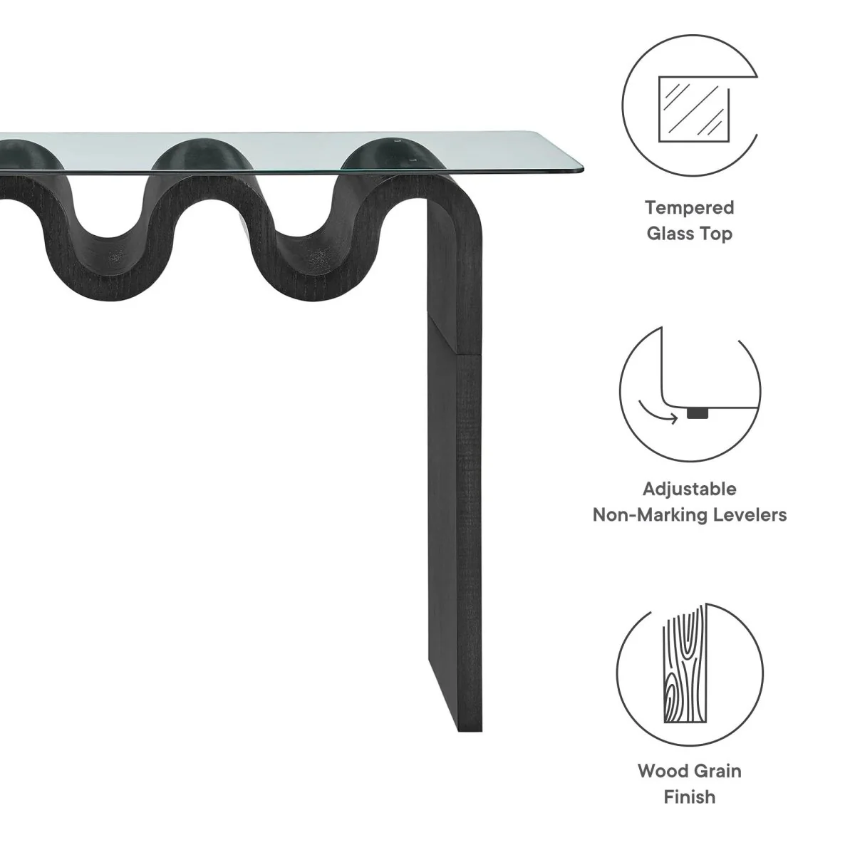 Wave Frame Glass Top Console Table – 50 Inch - Image 12