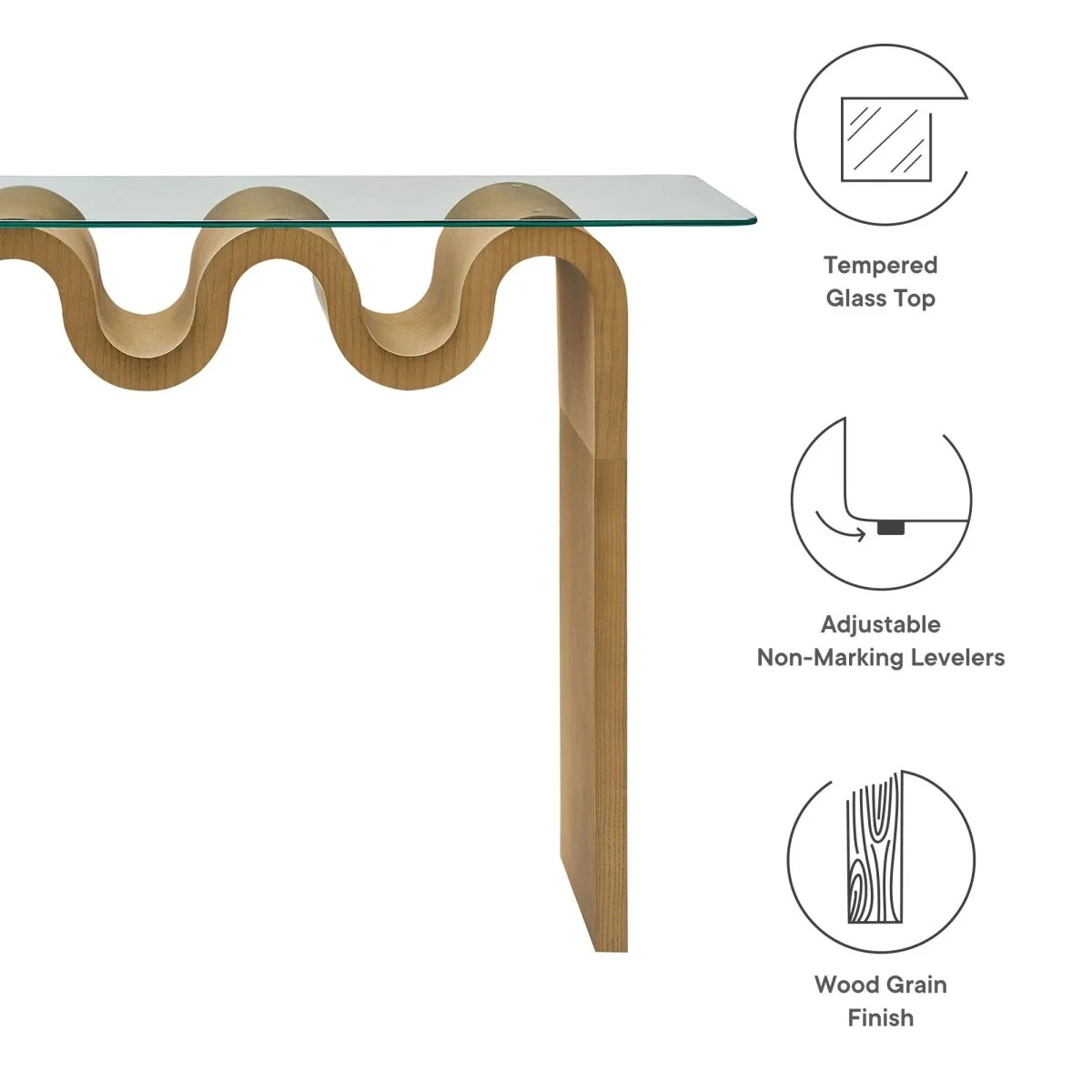 Wave Frame Glass Top Console Table – 50 Inch - Image 3