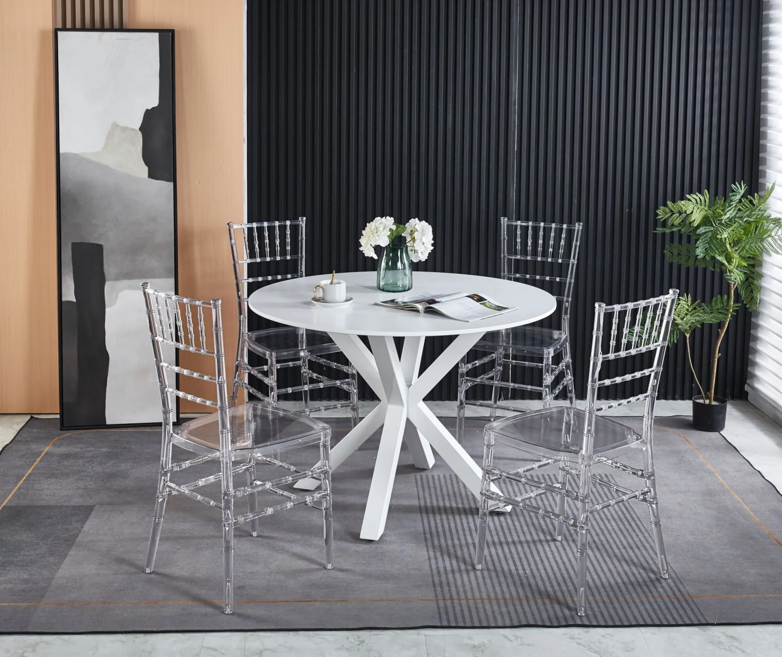 Welding Chair, Dining Chair, Plastic Seat (Set of 4) - Transparent - Image 7
