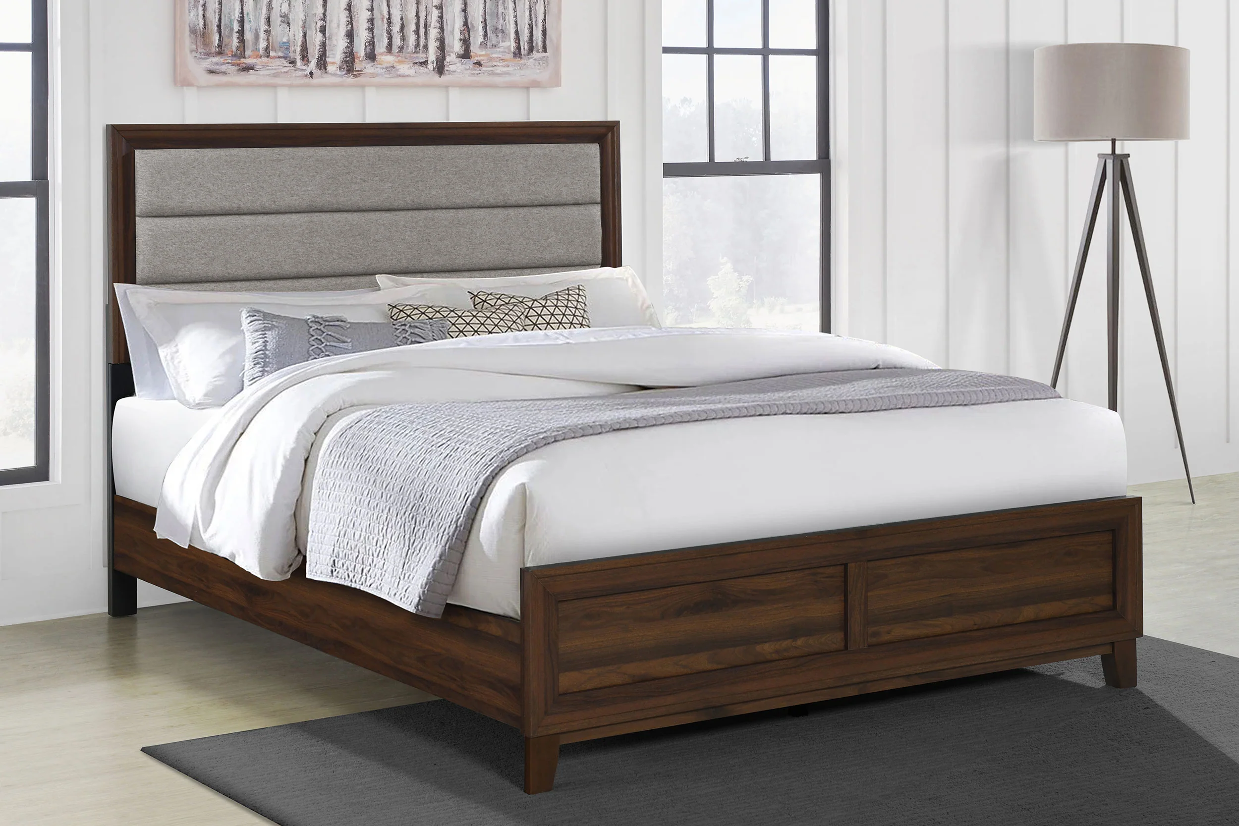 Welsley 50-inch Upholstered Eastern King Bed Walnut - Image 4