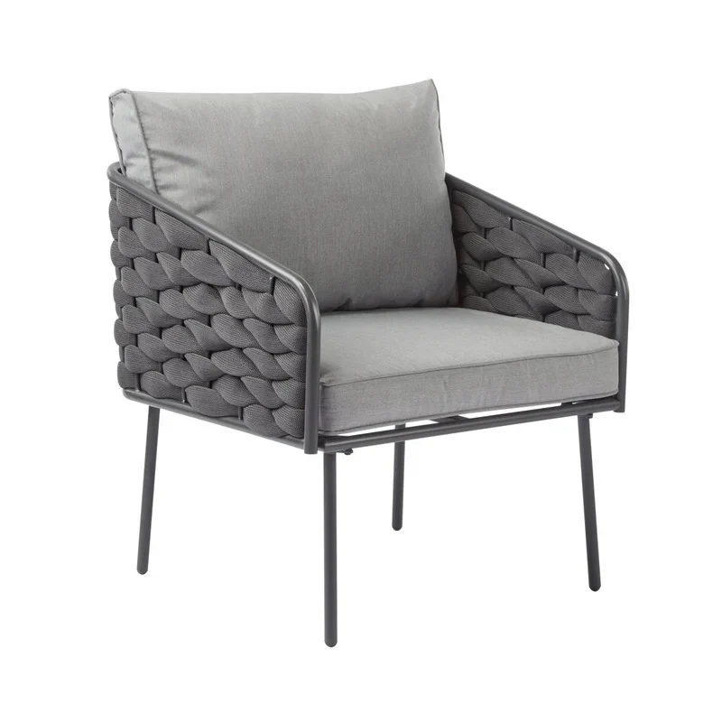 Weslow Blantro Outdoor 4-Piece Rope & Metal Patio Set Grey - Image 4