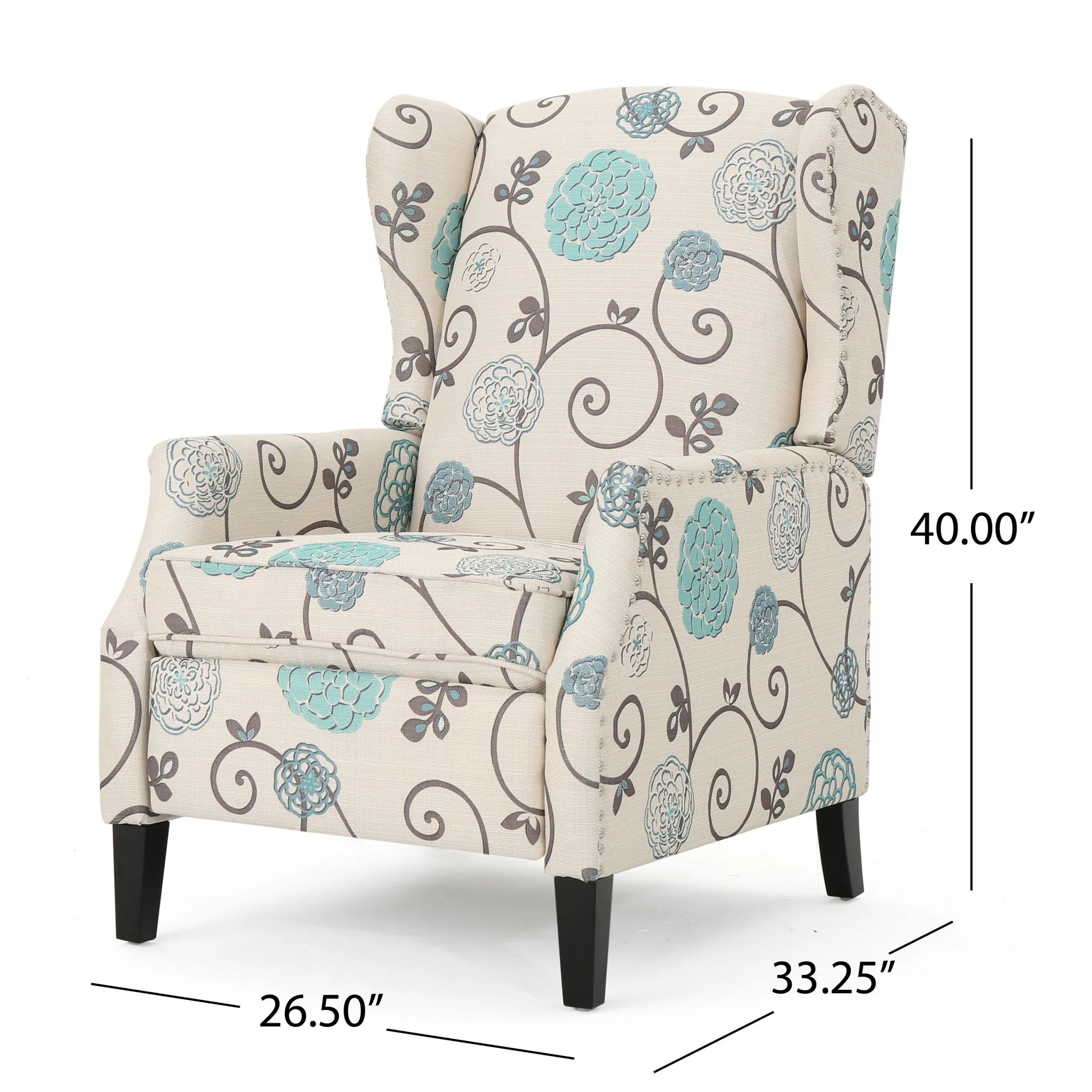 Westeros Wing Back Fabric Upholstered Recliner - Image 20