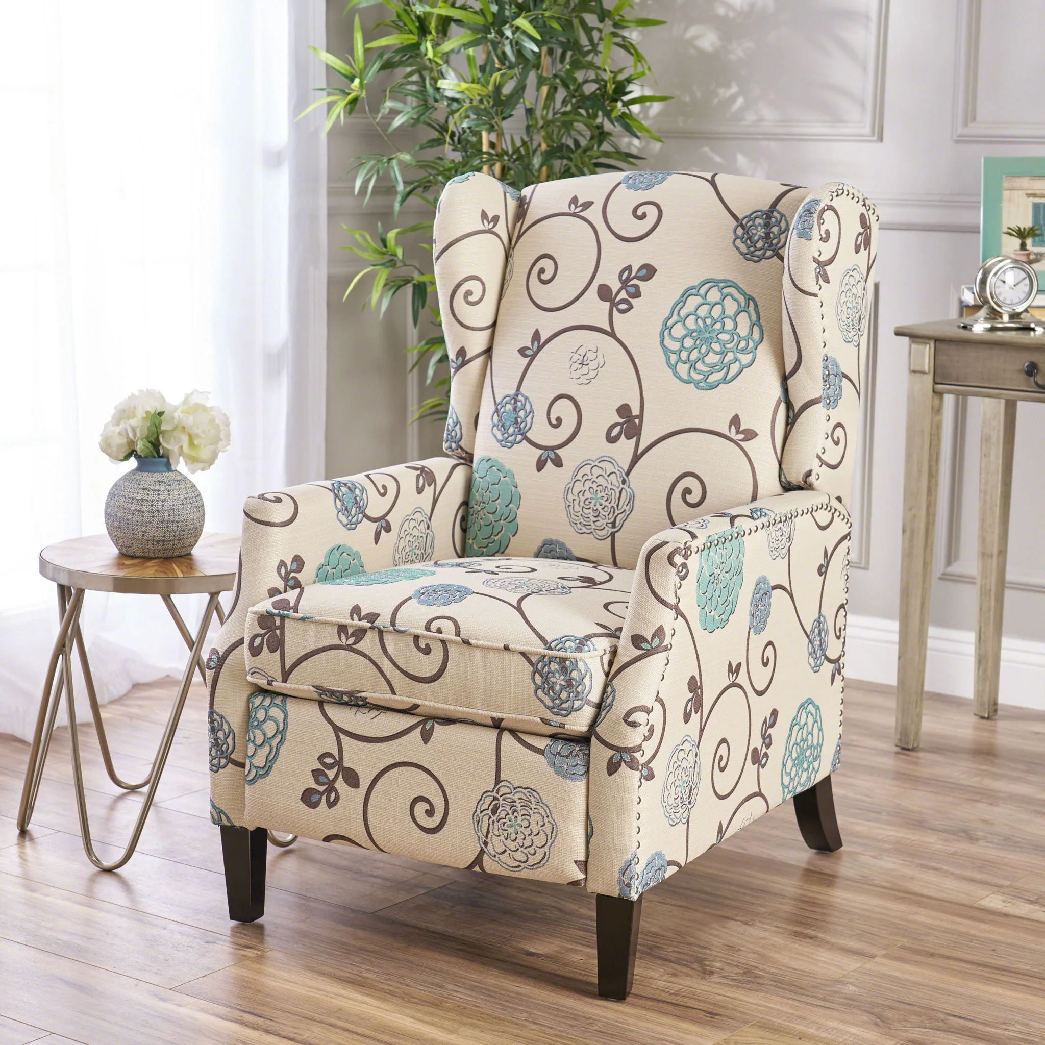 Westeros Wing Back Fabric Upholstered Recliner - Image 30