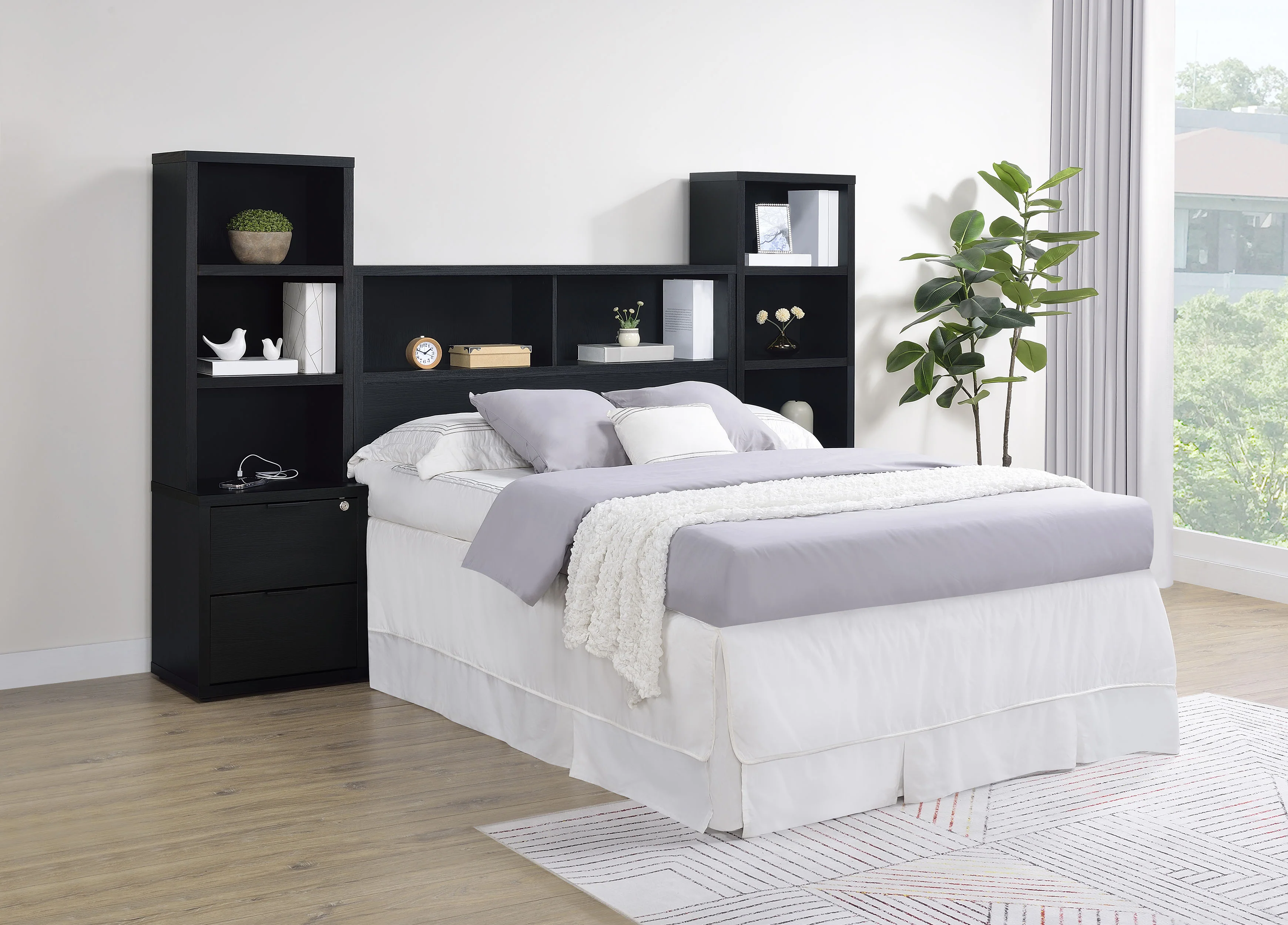 Westpark 49-Inch Full Bookcase Headboard Black - Image 11