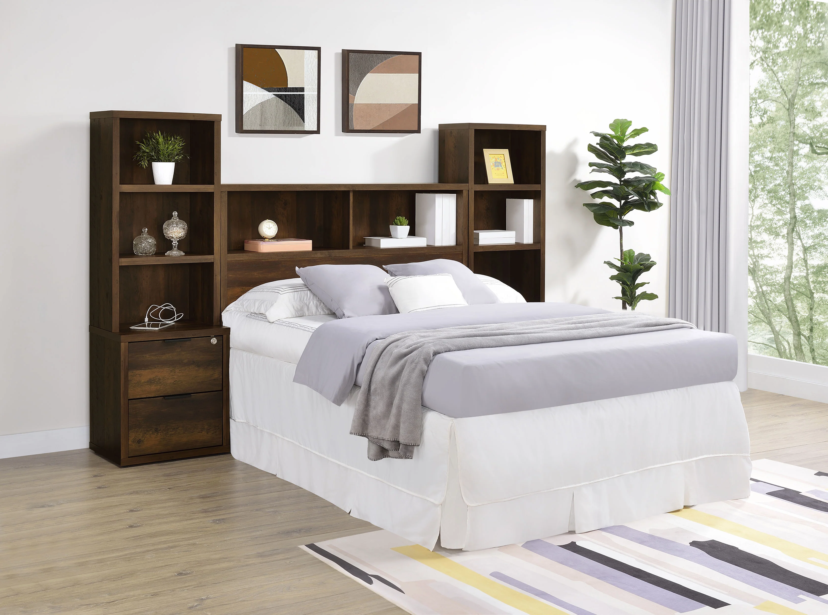 Westpark 49-inch Full Bookcase Headboard Dark Pine - Image 11