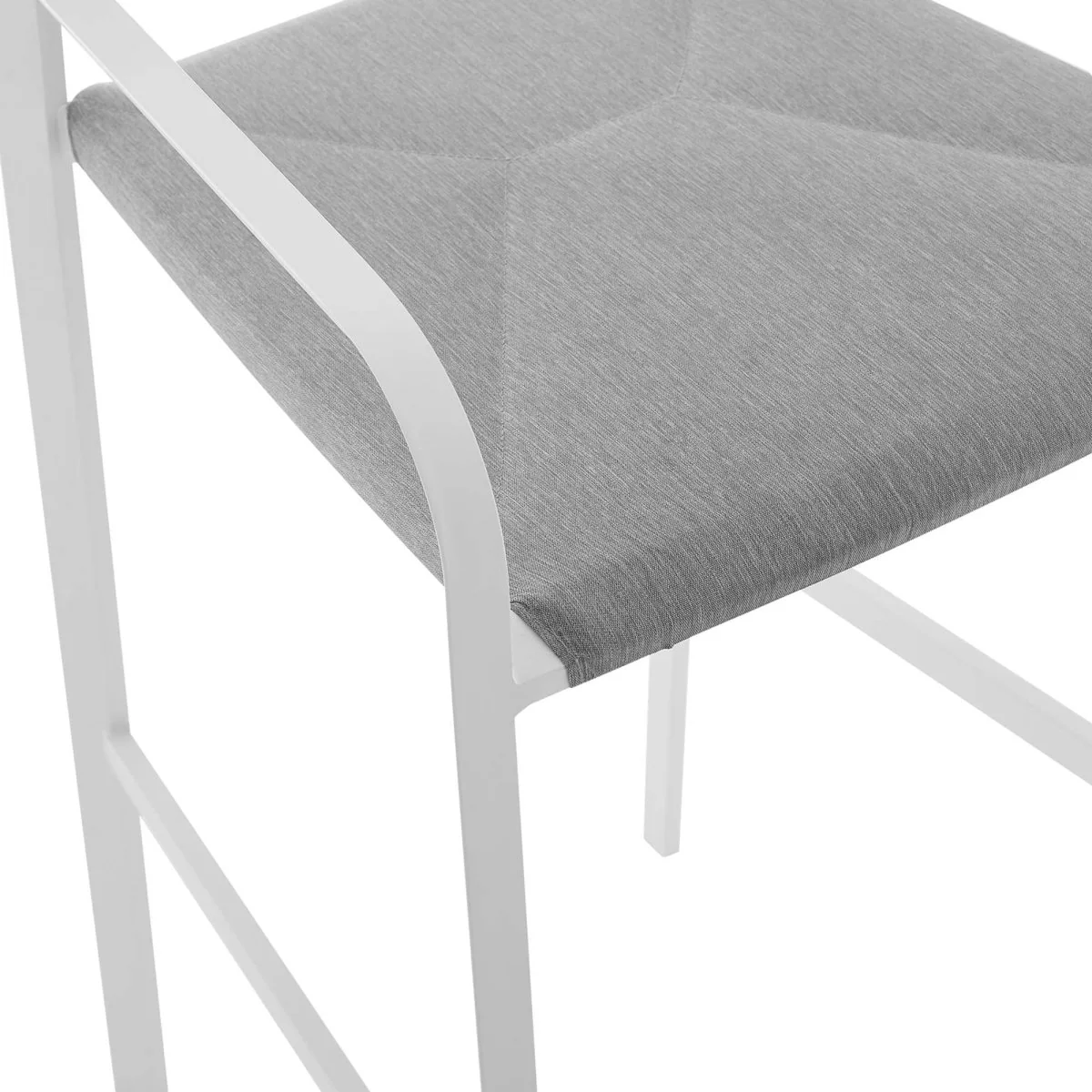 White Gray Stackable Aluminum Outdoor Bar Stool with Cushioned Seat - Image 6