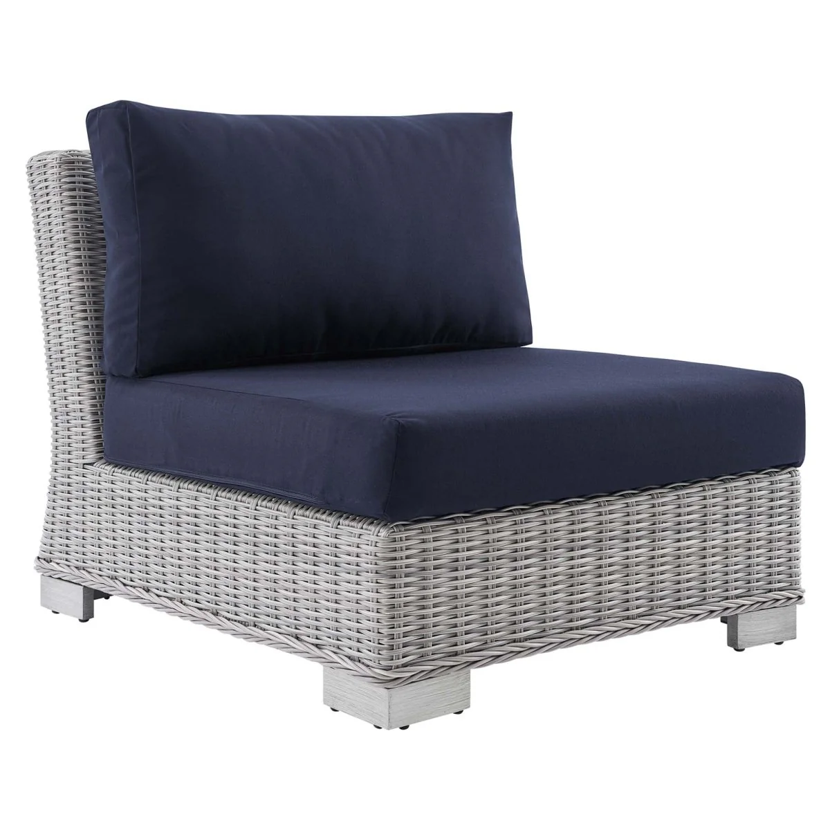 Wicker Armless Outdoor Chair with Cushions, Weather-Resistant Patio Seating - Image 10