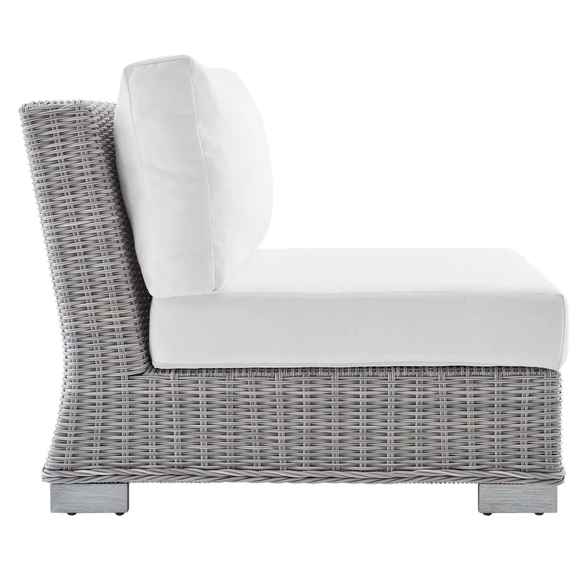 Wicker Armless Outdoor Chair with Cushions, Weather-Resistant Patio Seating - Image 2