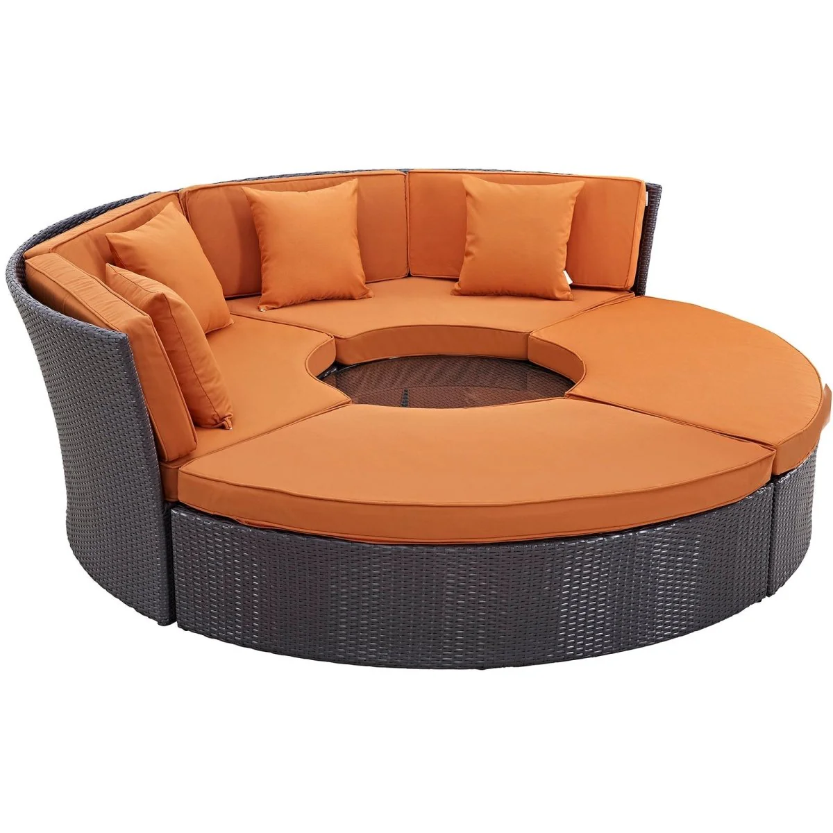 Wicker Circular Outdoor Patio Daybed Set with Cushions and Canopy for Relaxation - Image 19