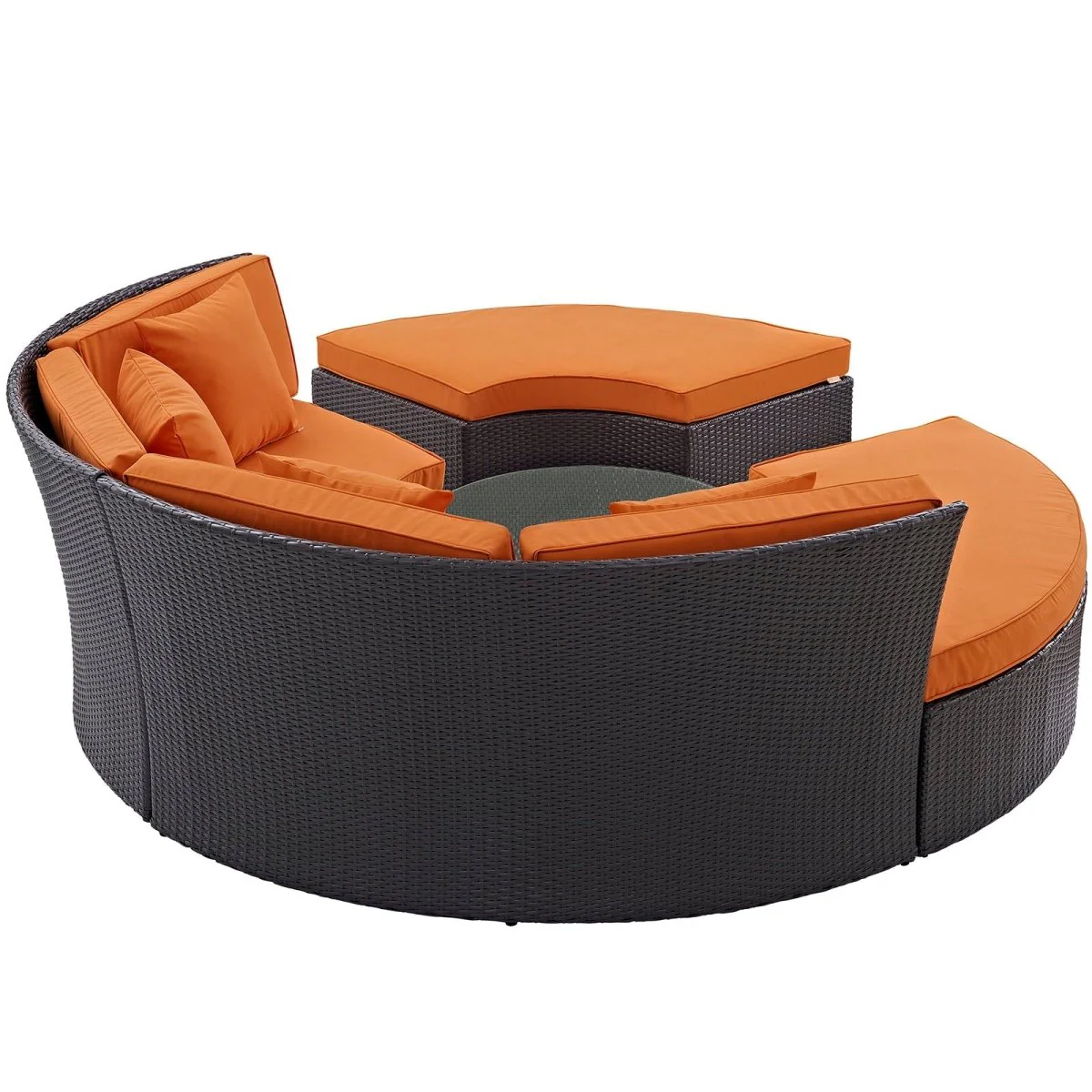 Wicker Circular Outdoor Patio Daybed Set with Cushions and Canopy for Relaxation - Image 22