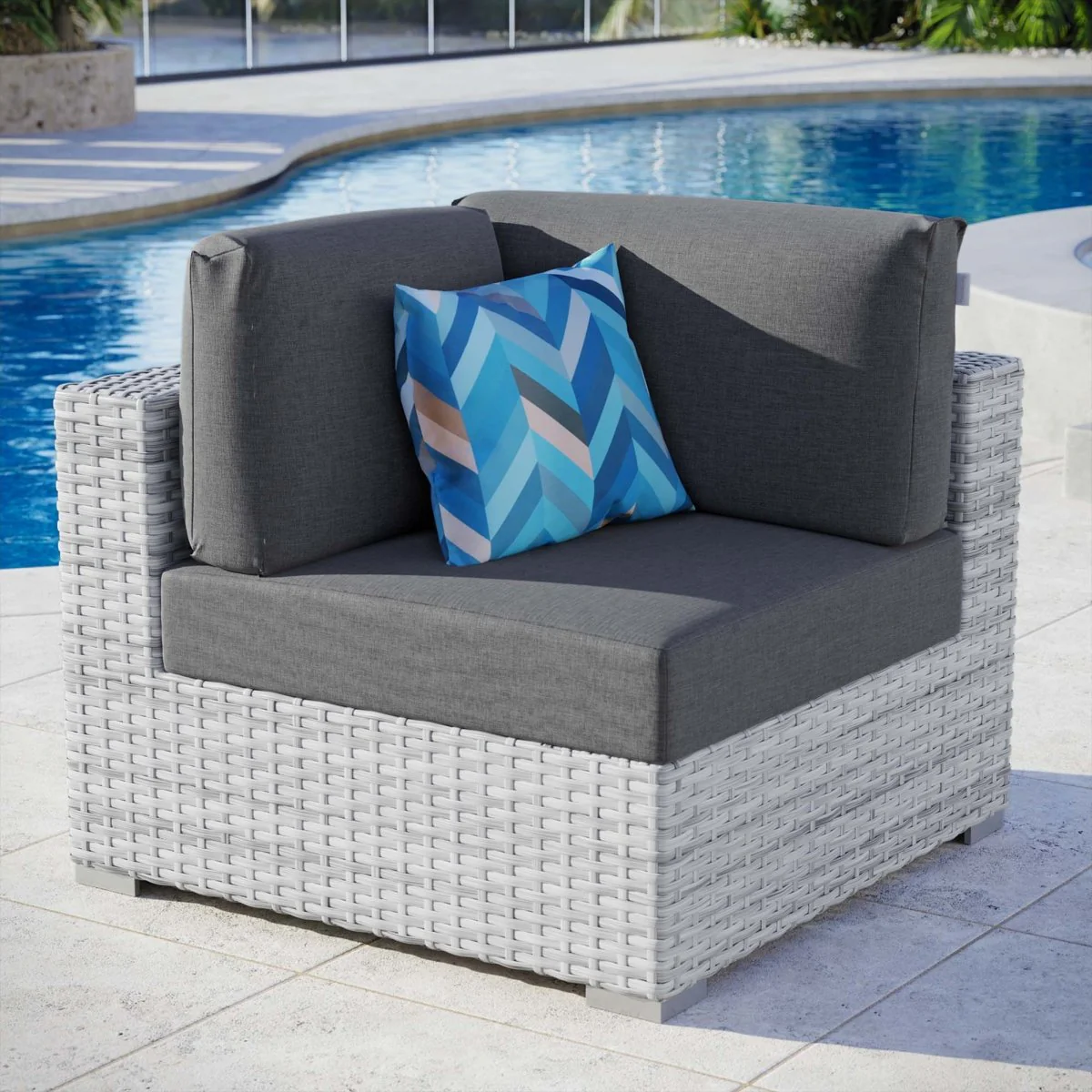 Wicker Outdoor Corner Chair with Cushions — Comfortable Weather-Resistant Patio Seating - Image 21