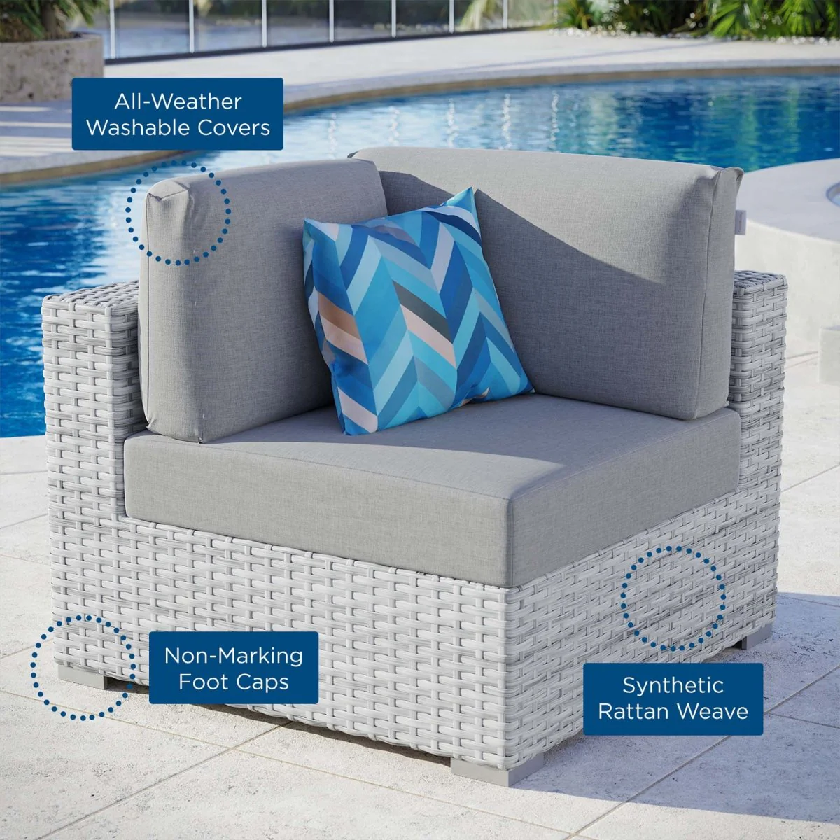 Wicker Outdoor Corner Chair with Cushions — Comfortable Weather-Resistant Patio Seating - Image 28
