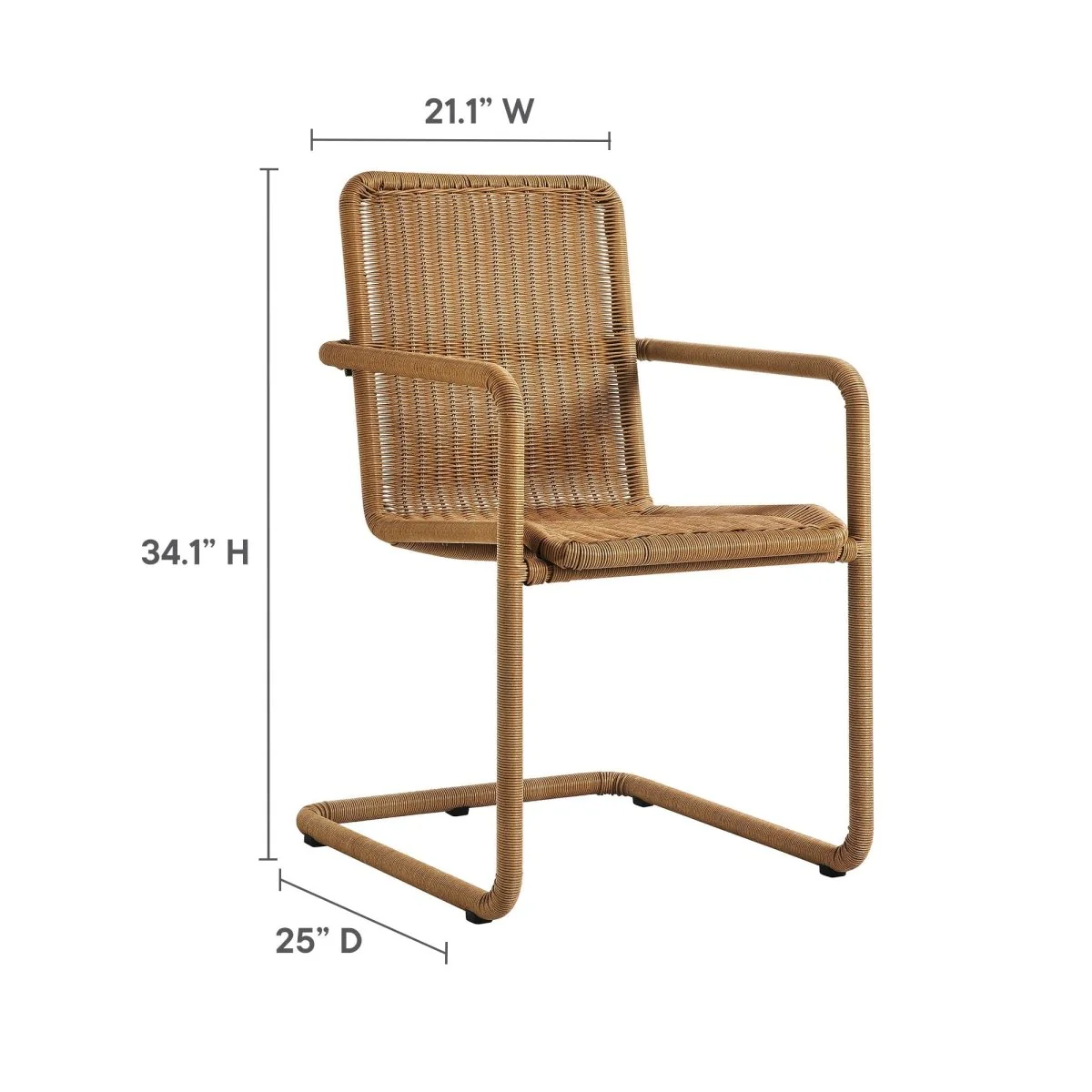 Wicker Outdoor Dining Chairs with Cantilever Frame for Patio and Garden Seating - Image 13