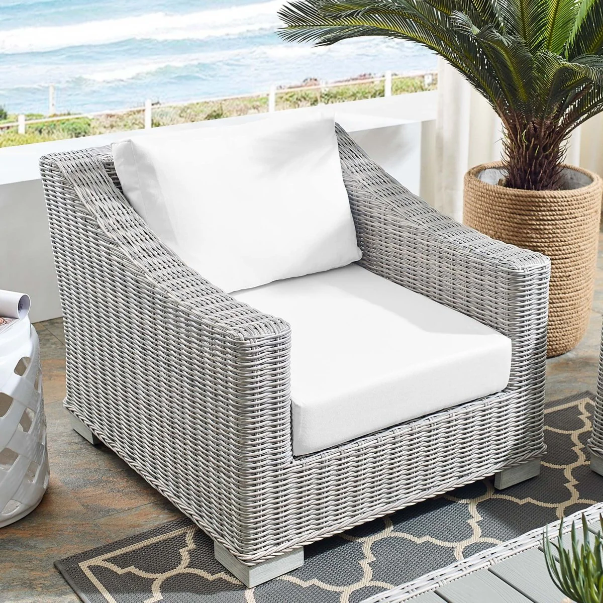 Wicker Outdoor Patio Armchair with Sunbrella® Cushions — Premium All-Weather Deep Seating - Image 27