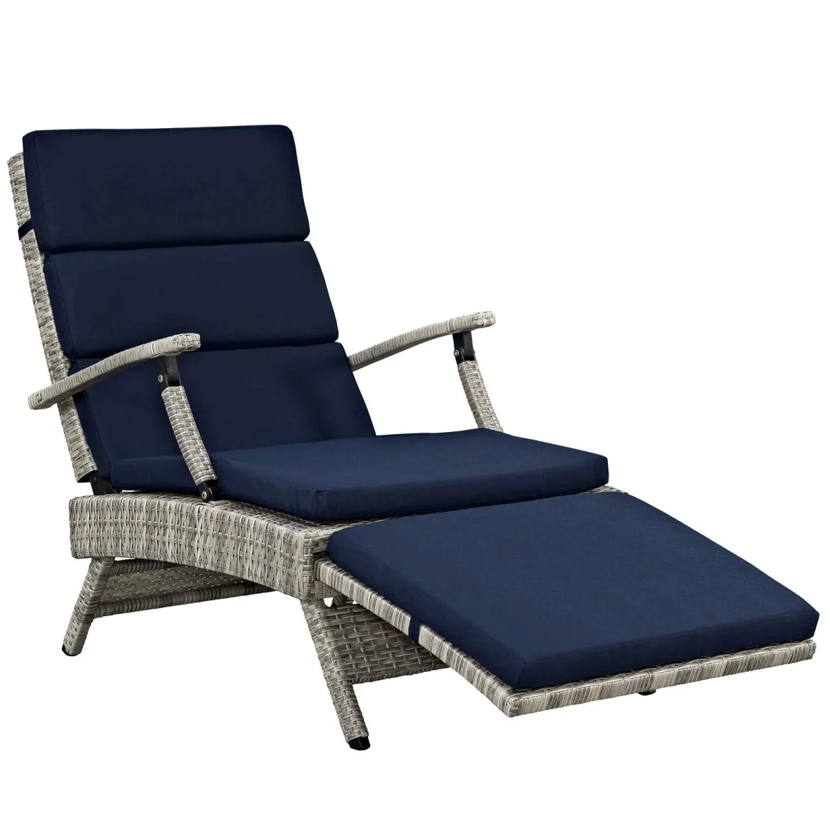 Wicker Outdoor Patio Chaise Lounge Chair Adjustable Reclining Poolside Seating - Image 25