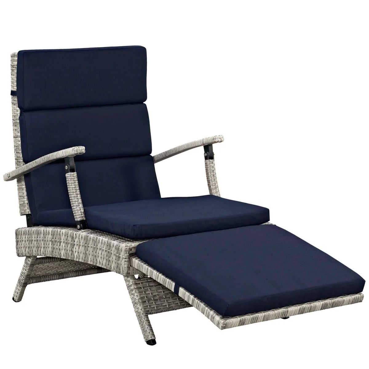 Wicker Outdoor Patio Chaise Lounge Chair Adjustable Reclining Poolside Seating - Image 26