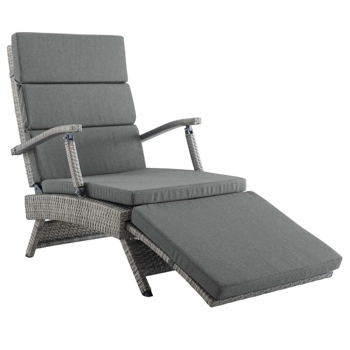 Wicker Outdoor Patio Chaise Lounge Chair Adjustable Reclining Poolside Seating - Image 35