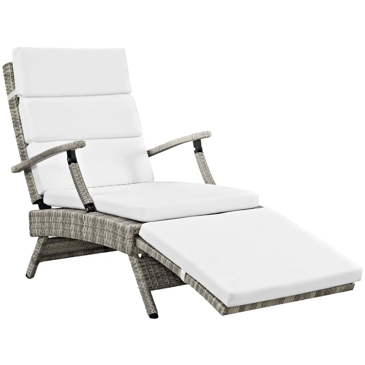 Wicker Outdoor Patio Chaise Lounge Chair Adjustable Reclining Poolside Seating - Image 4