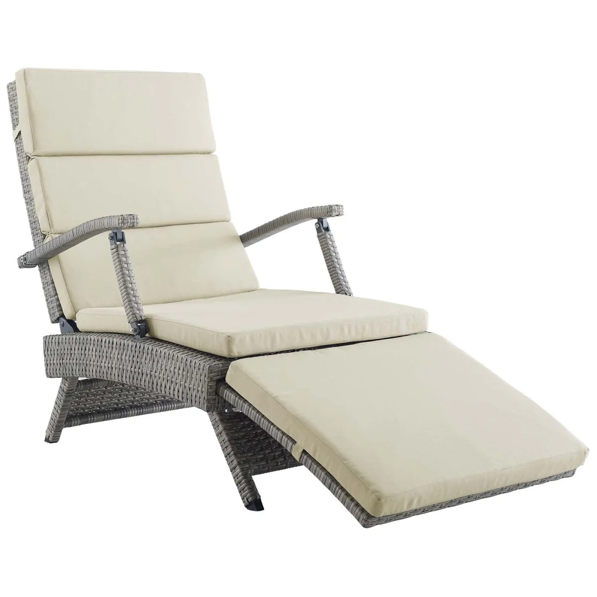 Wicker Outdoor Patio Chaise Lounge Chair Adjustable Reclining Poolside Seating - Image 45