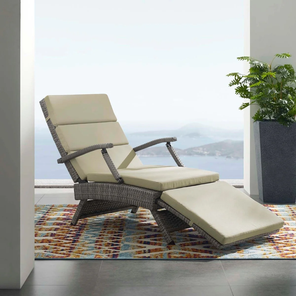 Wicker Outdoor Patio Chaise Lounge Chair Adjustable Reclining Poolside Seating - Image 50