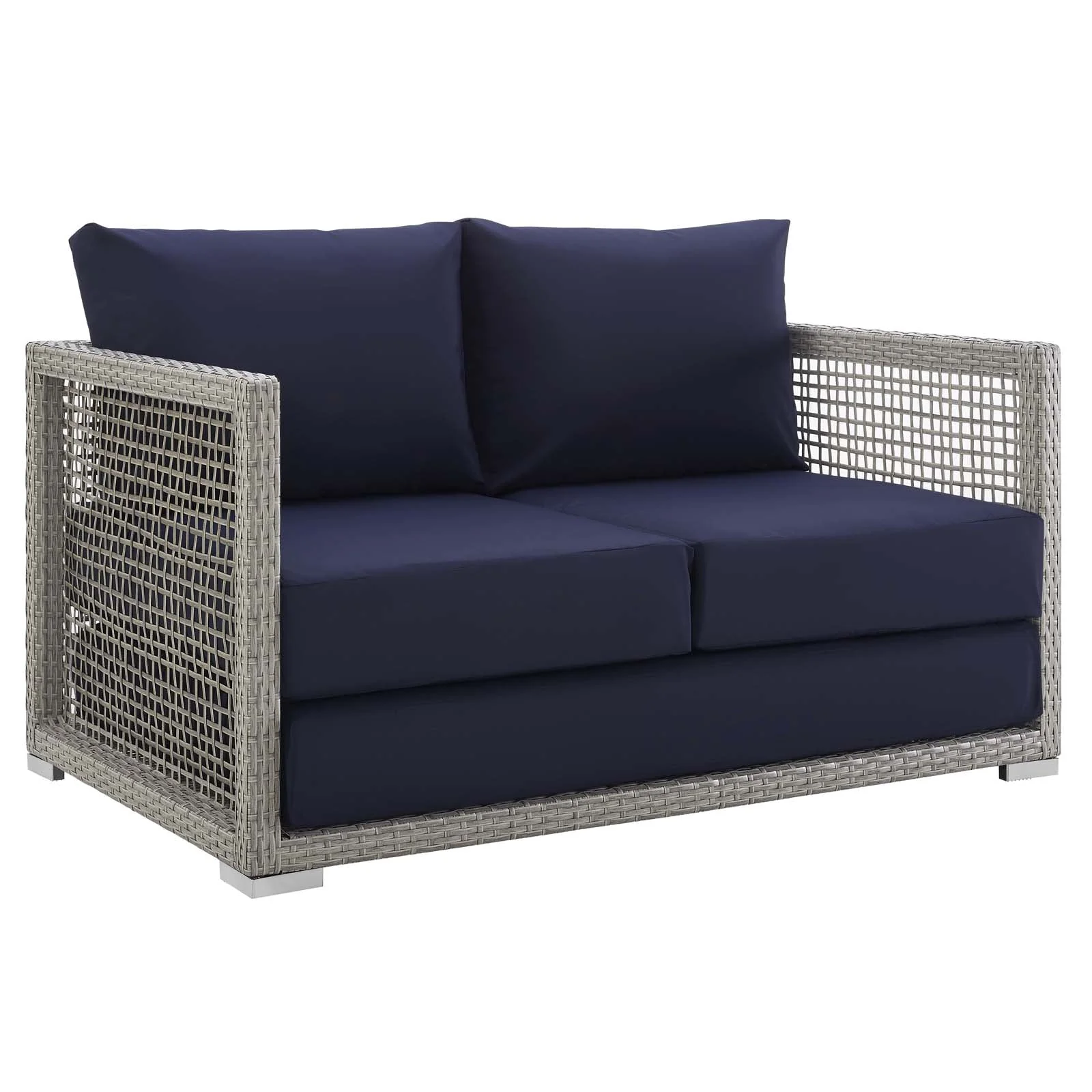Wicker Rattan Outdoor Patio Furniture Conversation Set with Table and Cushioned Seating - Image 15