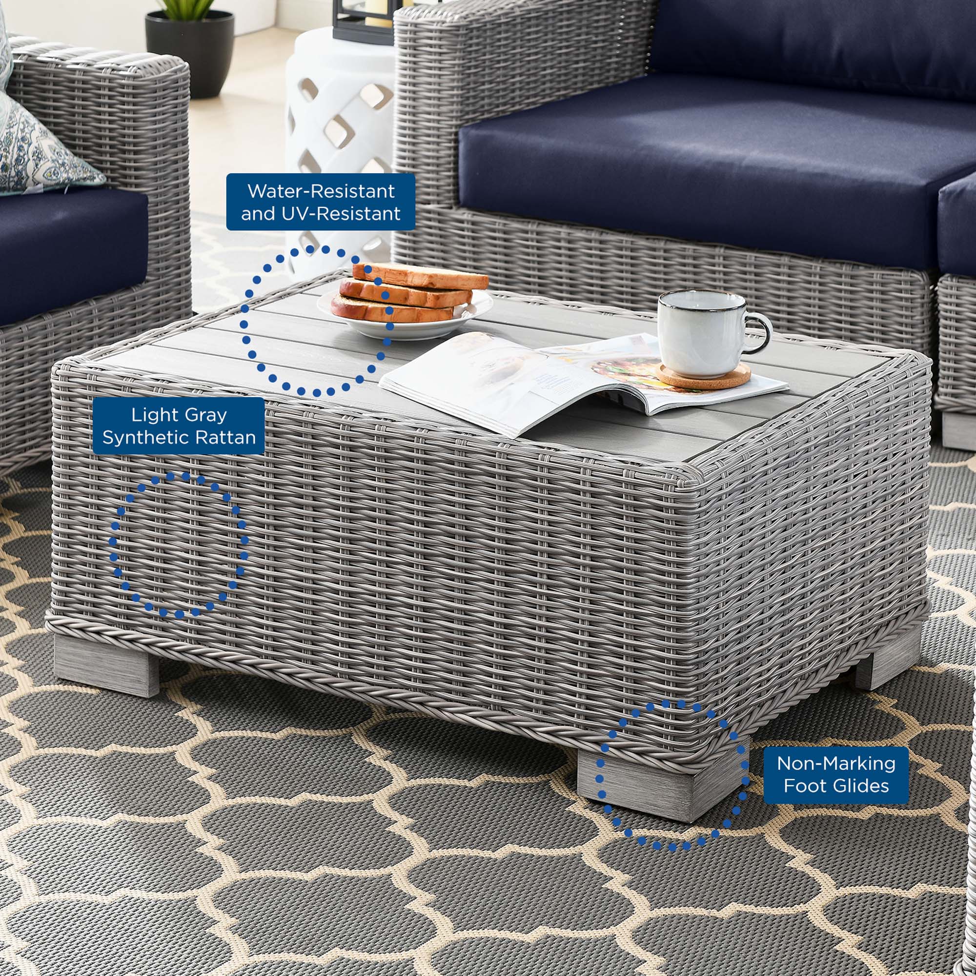 Wicker Rattan Outdoor Patio Furniture Set — Durable All-Weather Seating with Cushions - Image 3