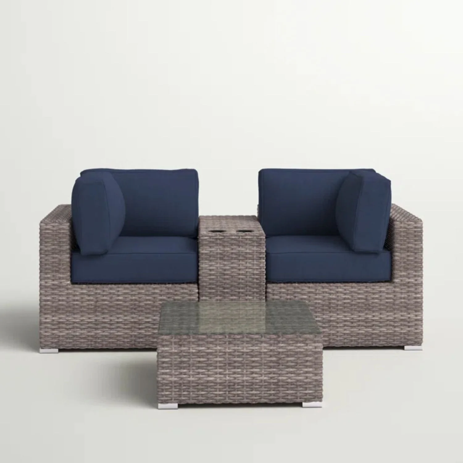 Wicker Seating Group Set With Table And Cushions - Image 30