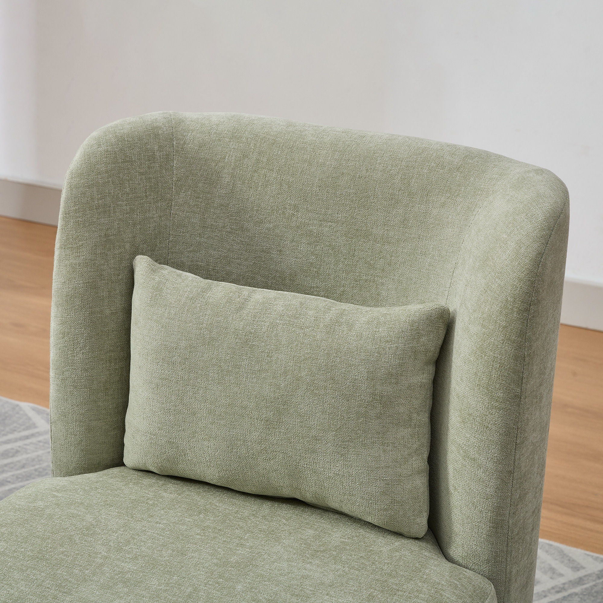 Wide Modern Cushioned Armless Metal Base 360° Swivel Chair With Pillow - Image 17