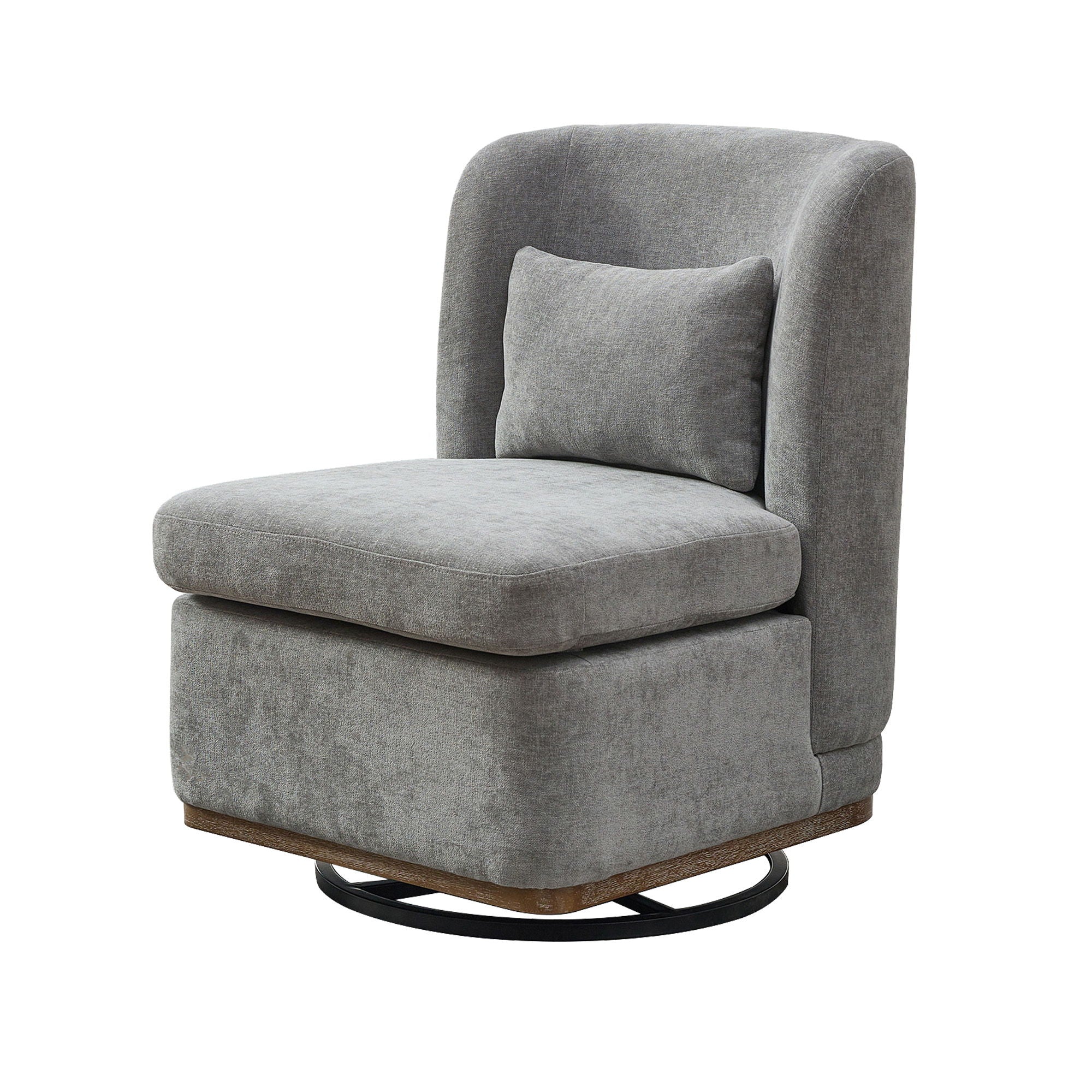 Wide Modern Cushioned Armless Metal Base 360° Swivel Chair With Pillow - Image 2