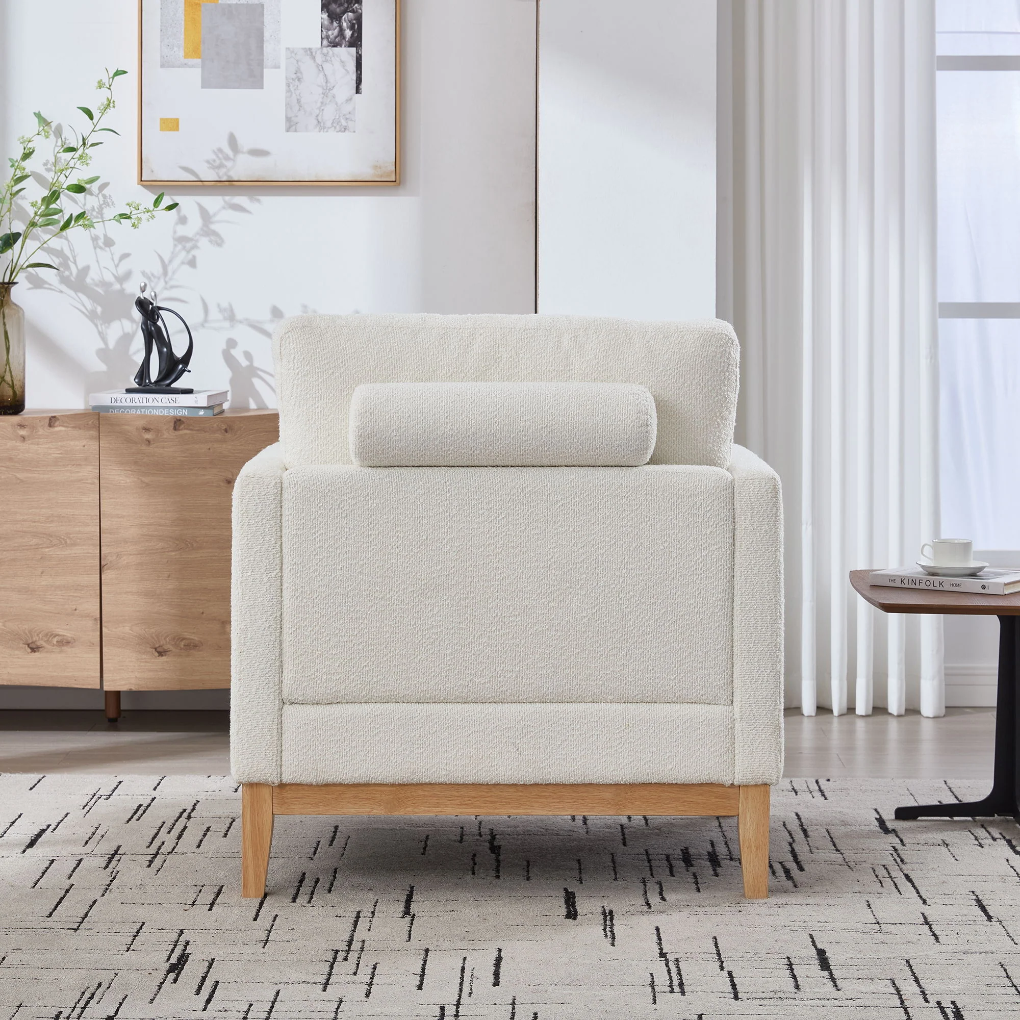 Wide Modern Performance Accent Chair With Natural Legs - Image 17