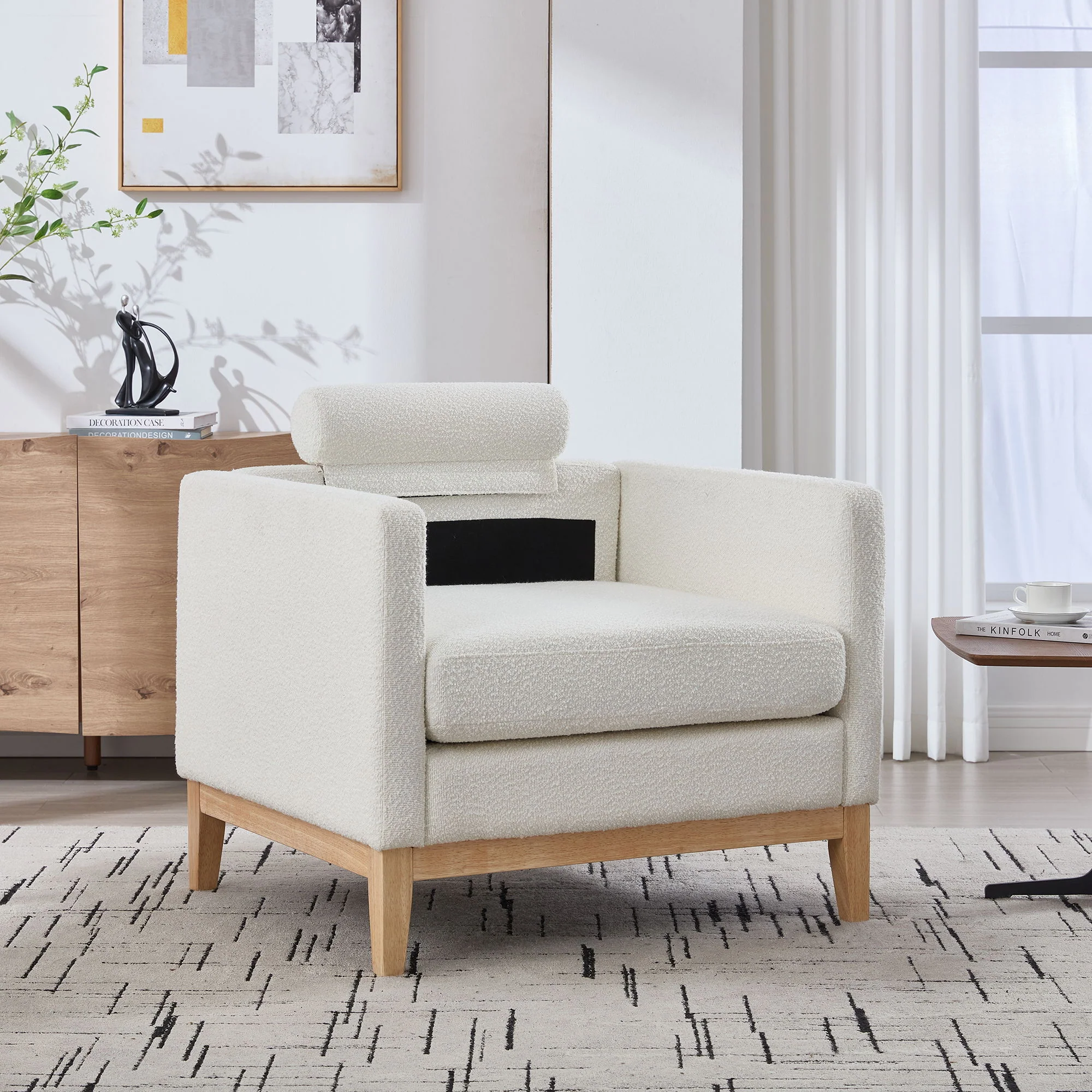 Wide Modern Performance Accent Chair With Natural Legs - Image 9