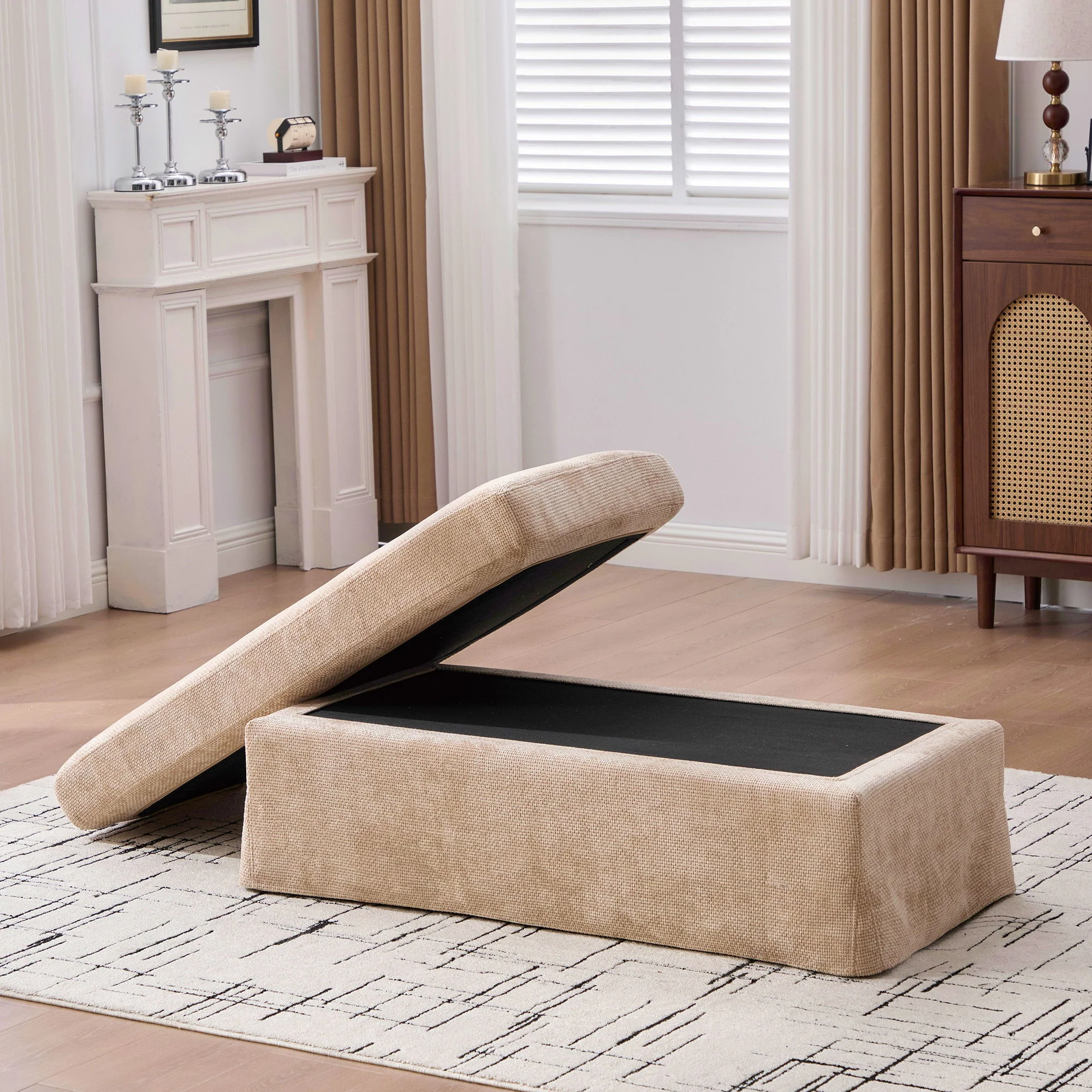 Wide Modern Upholstered Ottoman Foot Stool - Image 19