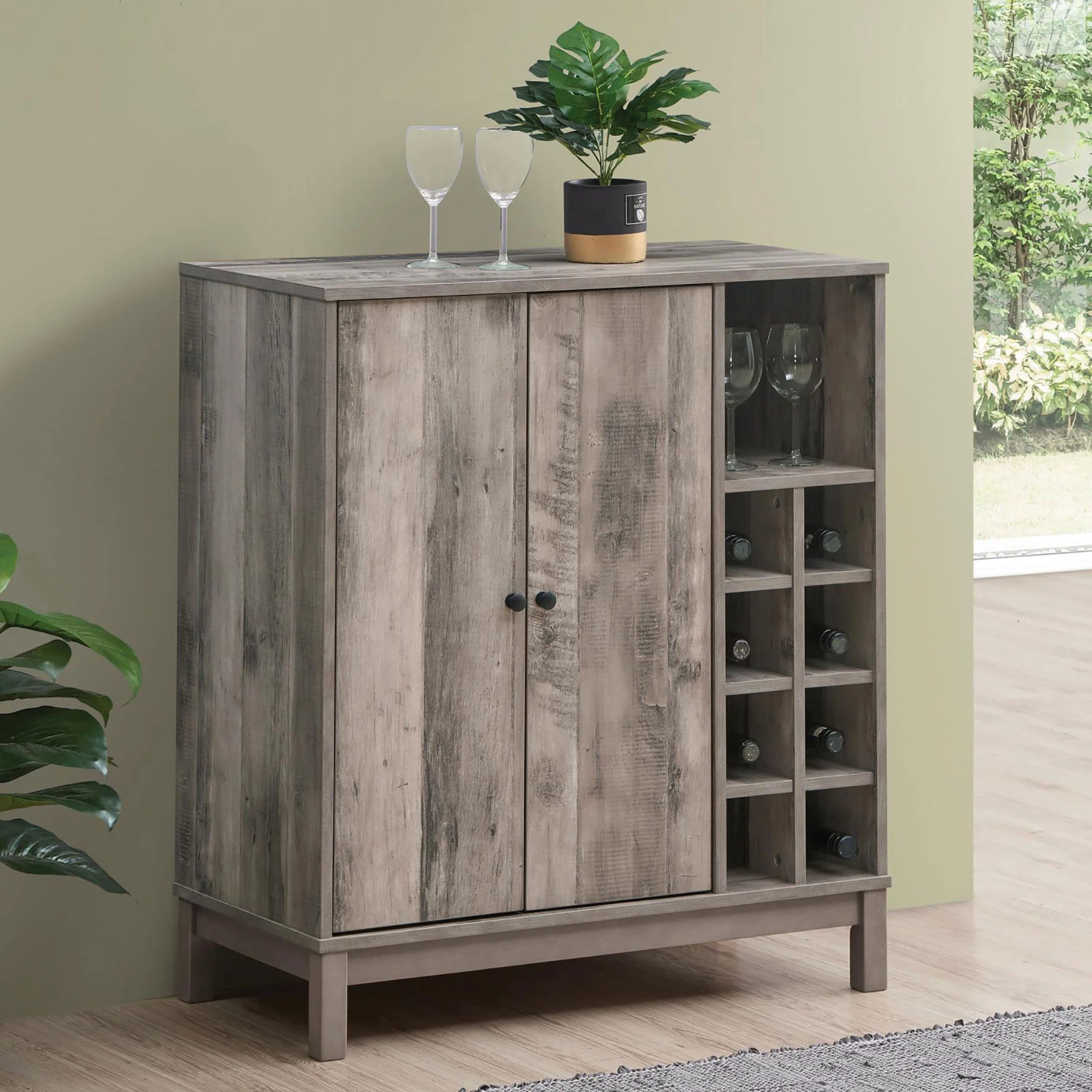 Wine Cabinet With 2 Doors - Gray - Image 8