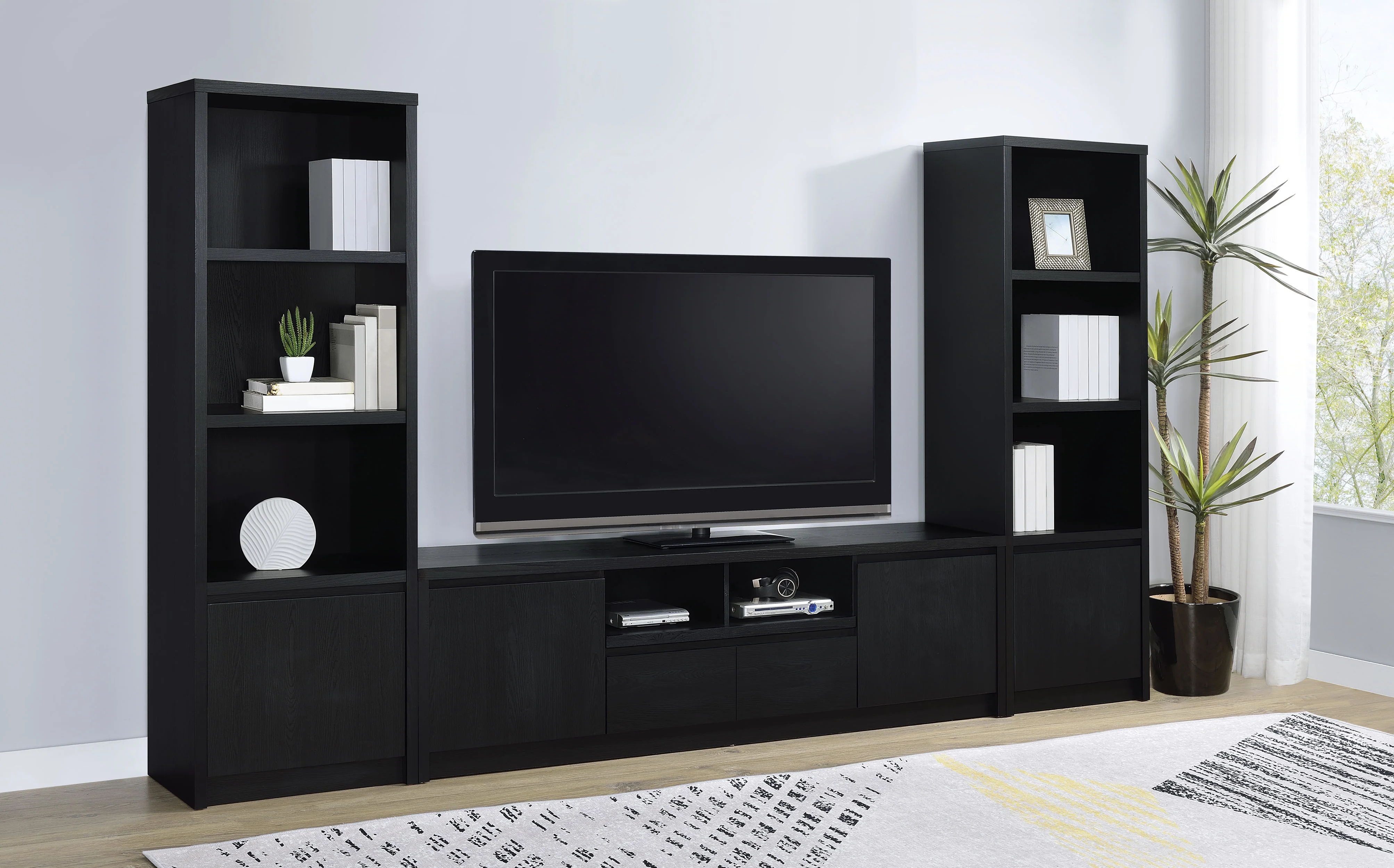 Winfield 3-Shelf Media Tower Entertainment Pier Black - Image 12