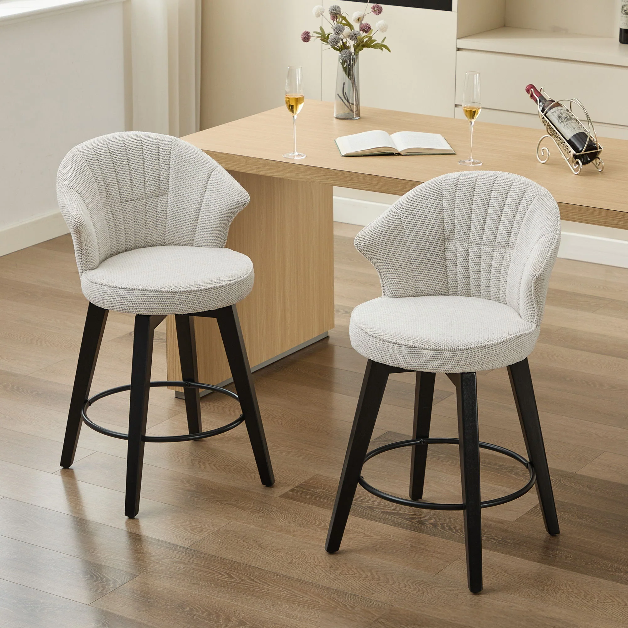 Wing Back Swivel Bar Stools (Set of 2) - Image 14