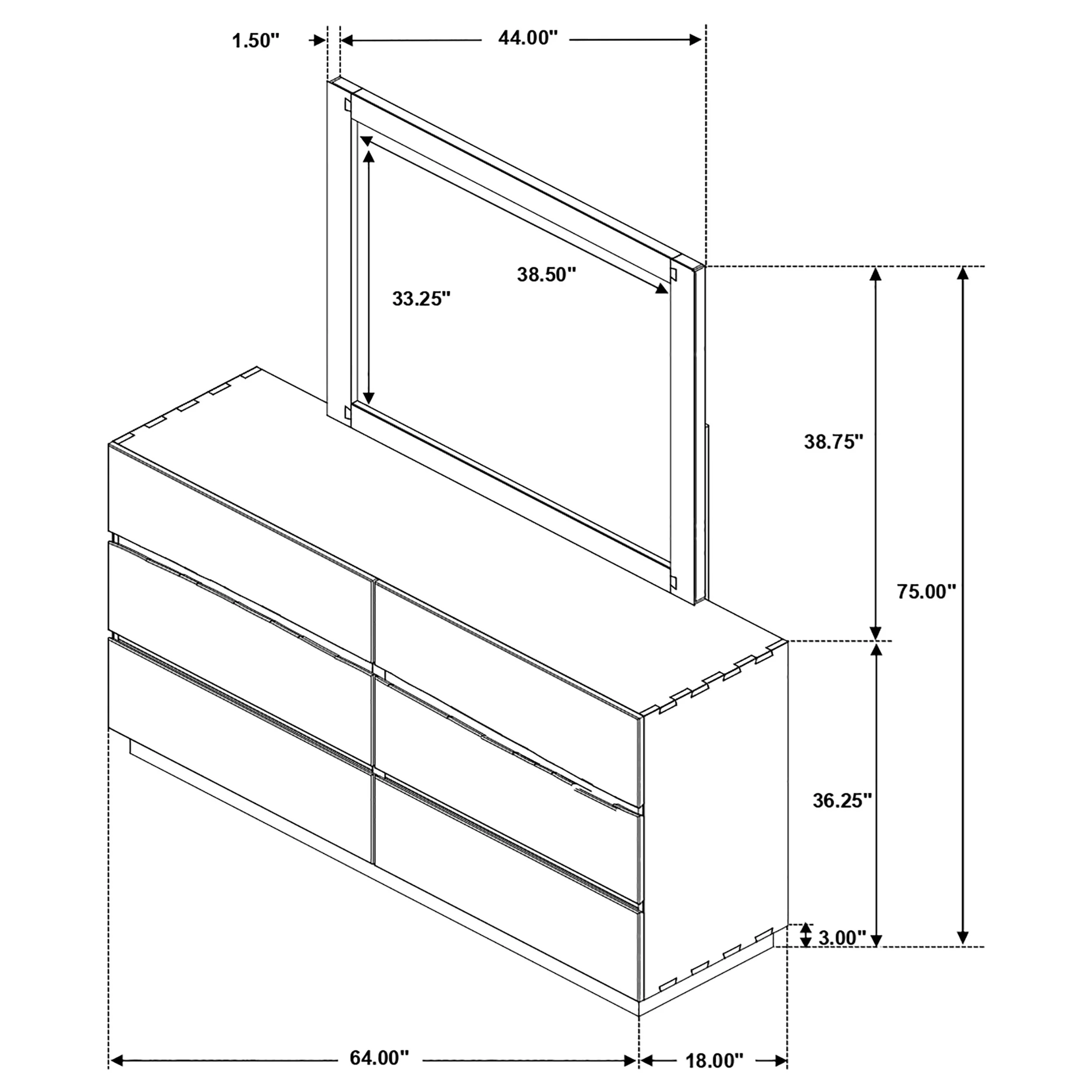 Winslow 6-Drawer Dresser with Mirror in Smokey Walnut - Image 2