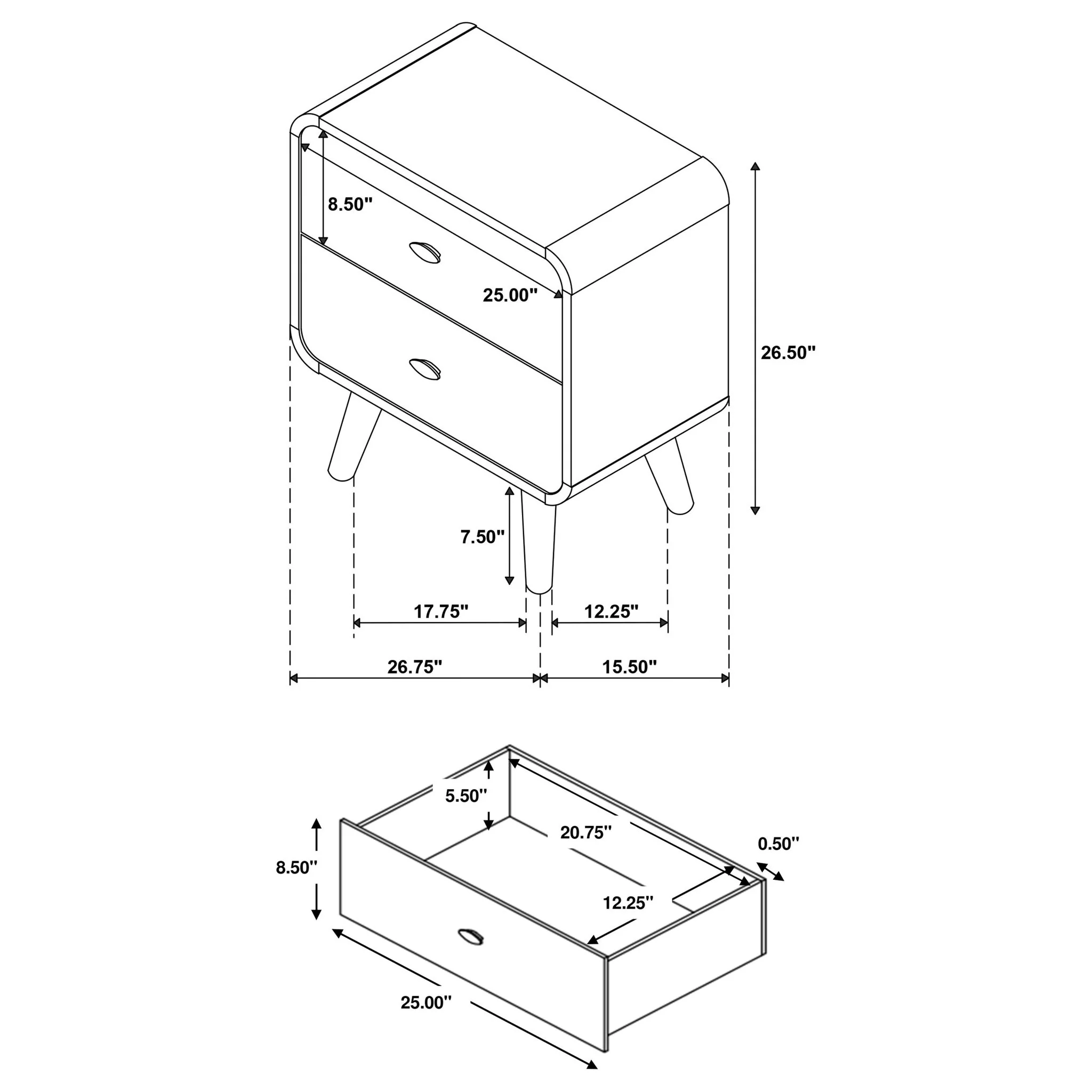 Winston - 2 Drawer Nightstand - Ash Brown - Image 9