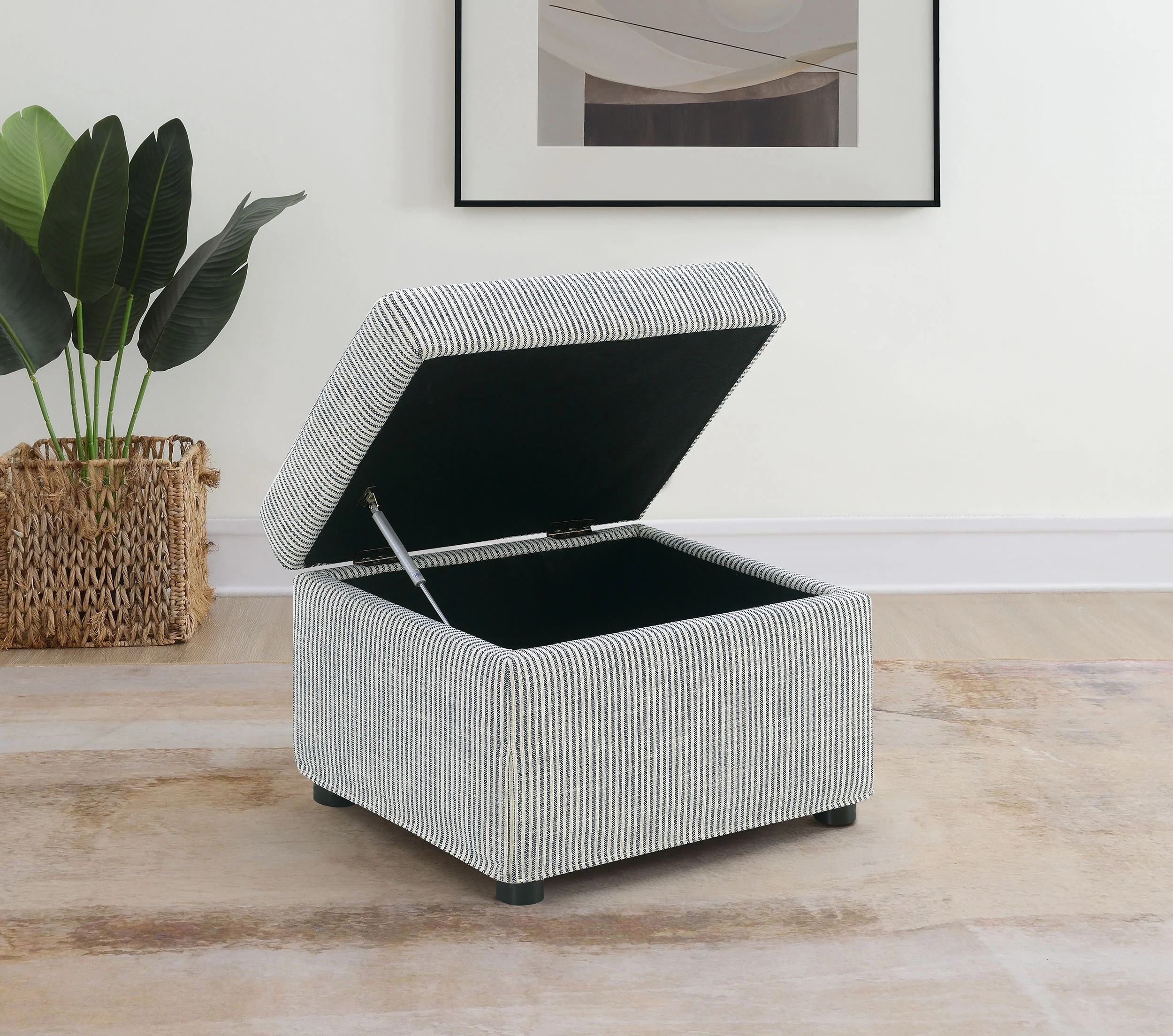 Winter Upholstered Hydraulic Lift Top Storage Ottoman Grey - Image 2