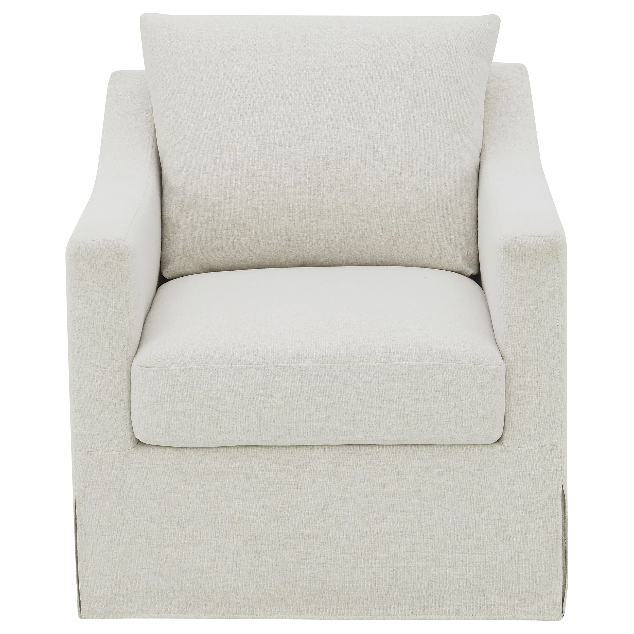 Winter Upholstered Sloped Arm Accent Swivel Chair - Beige - Image 4